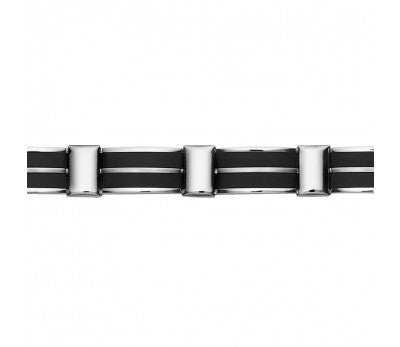 Stainless Steel Bracelet With Black Inlay