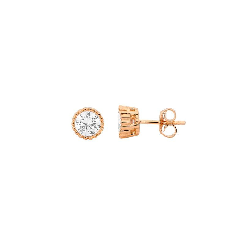 ELLANI Silver Plated CZ Crown Set Earrings