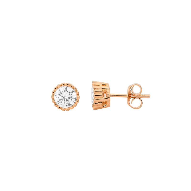 ELLANI Silver Plated CZ Crown Set Earrings