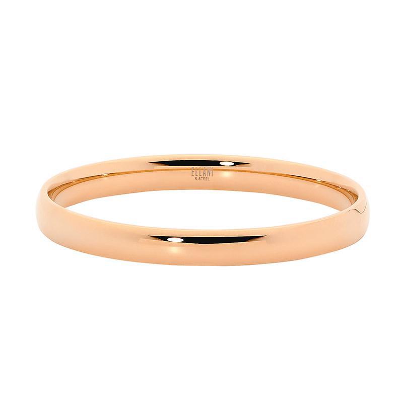 ELLANI Stainless Steel 8mm Wide Bangle with Rose Gold Plating