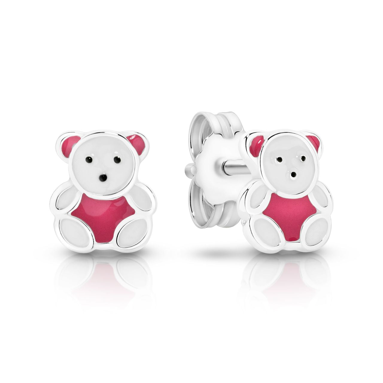 Silver Teddy Bear Studs