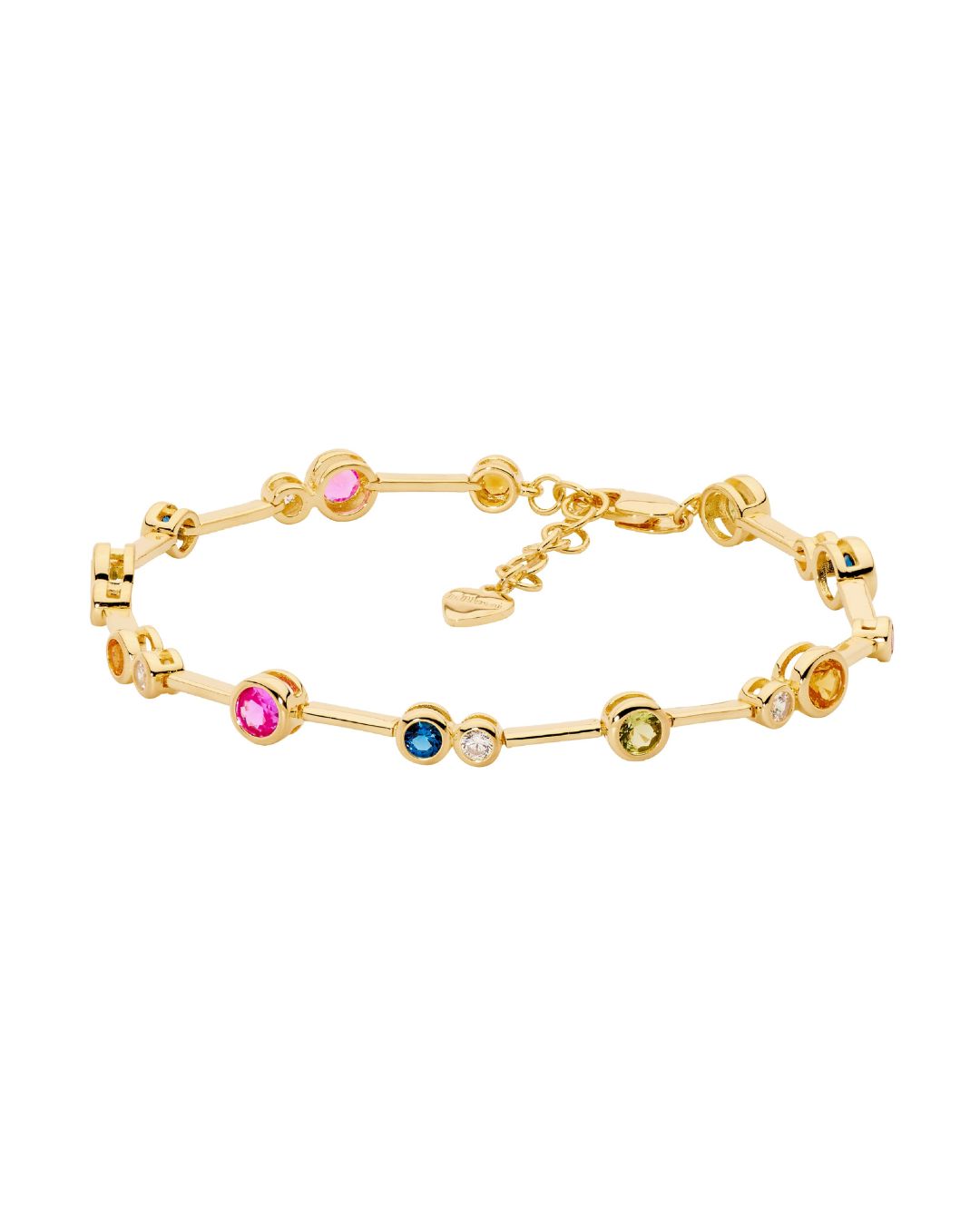 ELLANI Silver Multi-coloured CZ Bracelet with Gold Plating