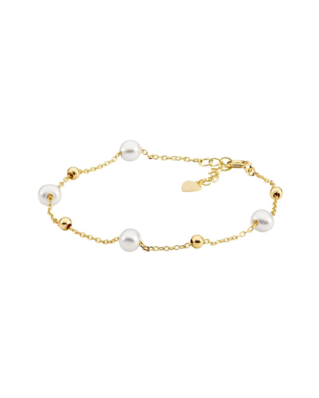 ELLANI Silver Freshwater Pearl Bracelet with Gold Plating