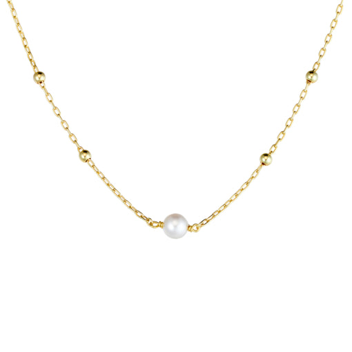 Silver Gold Plated Pearl Necklet