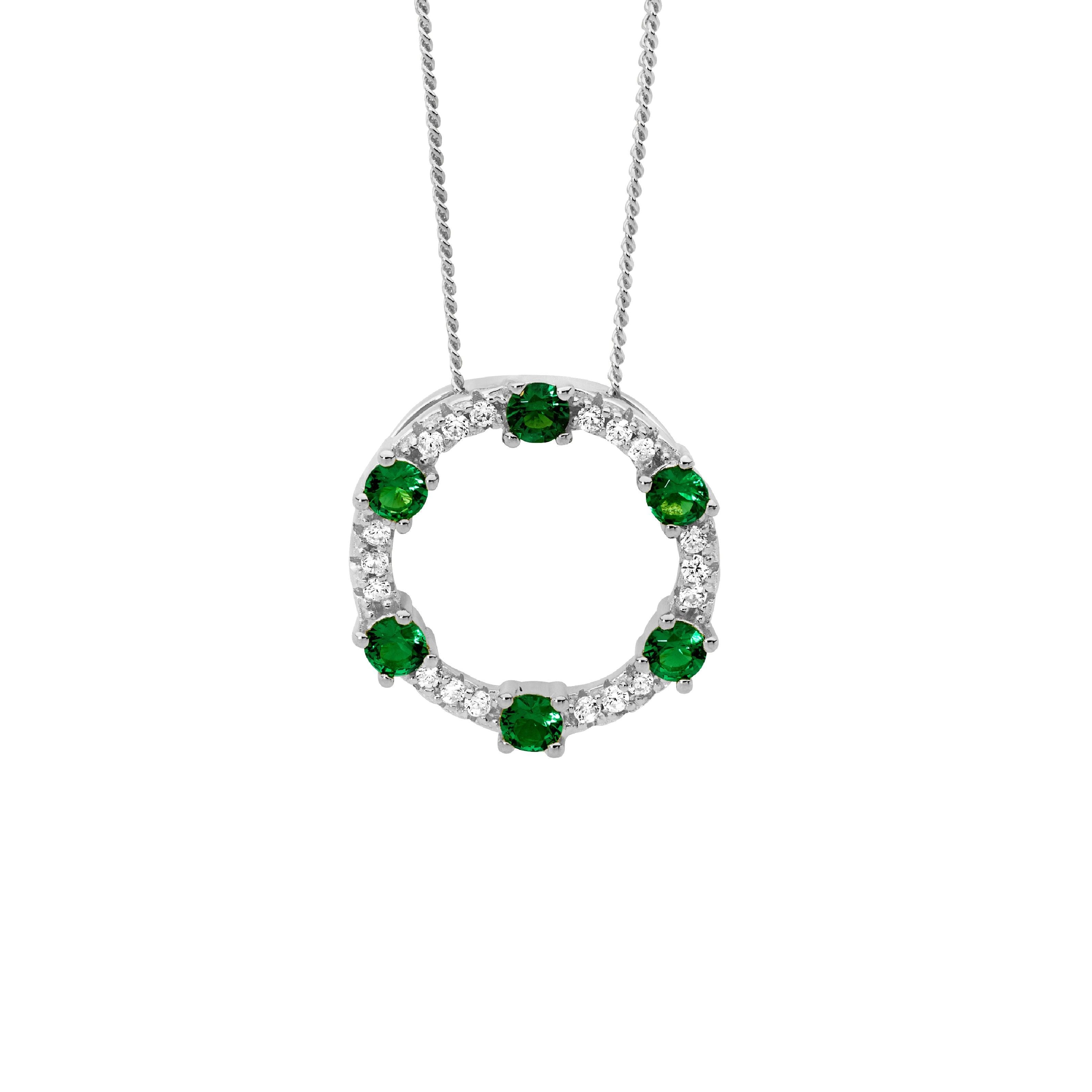 Ellani Silver Circle Necklet with CZ