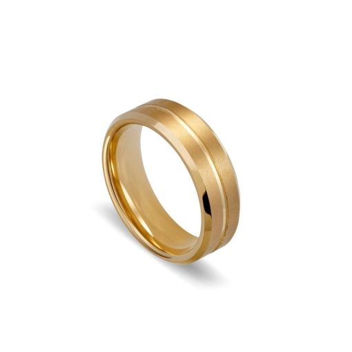 Tungsten Steel Ring with Gold IP Plating