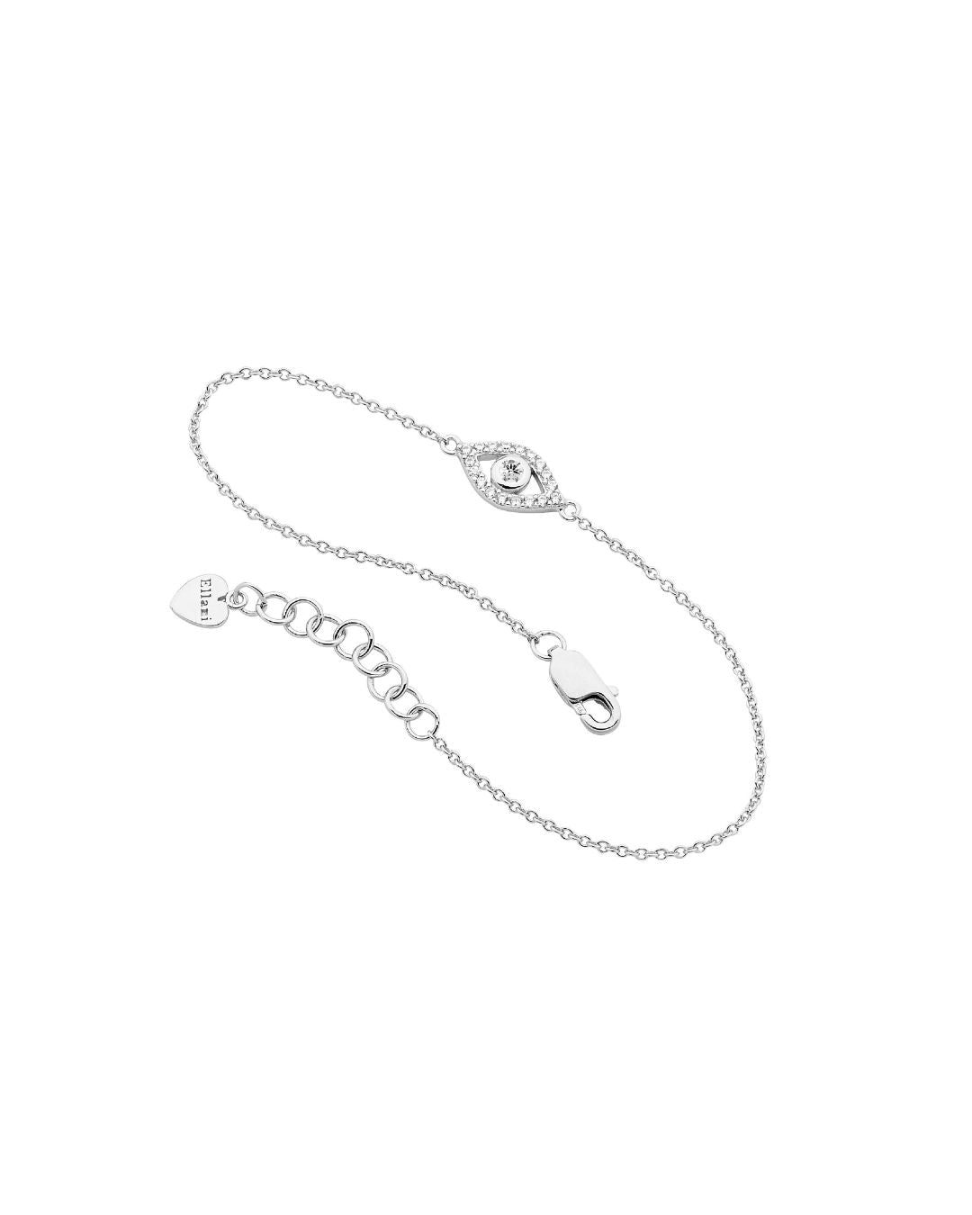 Ellani Silver Evil Eye Bracelet with CZ