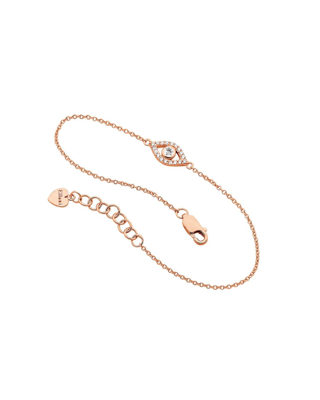 Ellani Evil Eye Bracelet with CZ in Rose Plating
