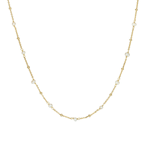 Silver Gold Plated Pearl Necklet