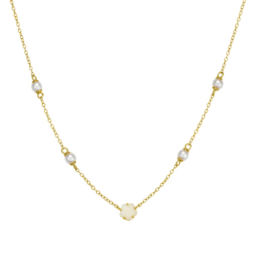 Silver Gold Plated Pearl Necklet