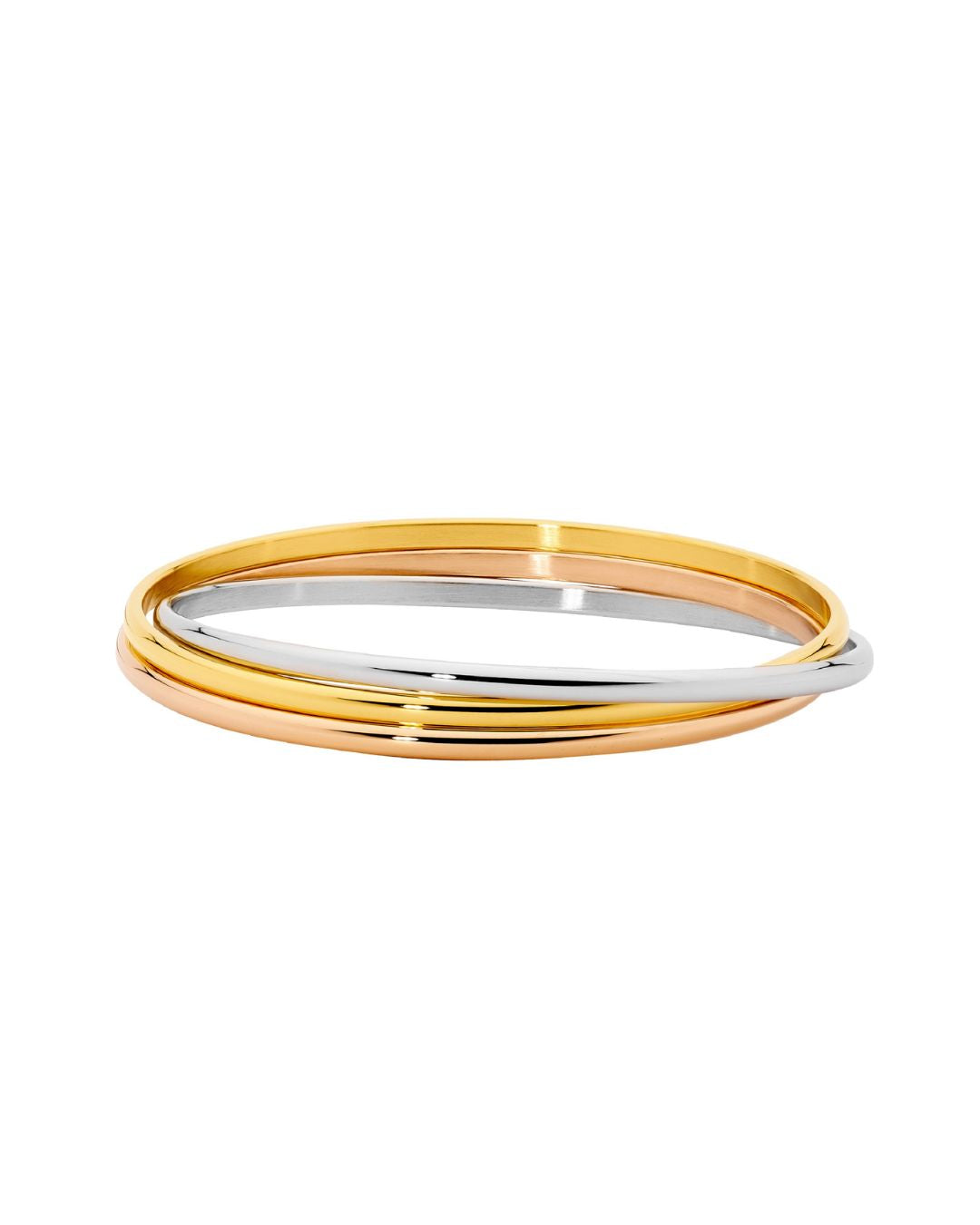 ELLANI Stainless Steel 3 Tone Plated Russian Bangle