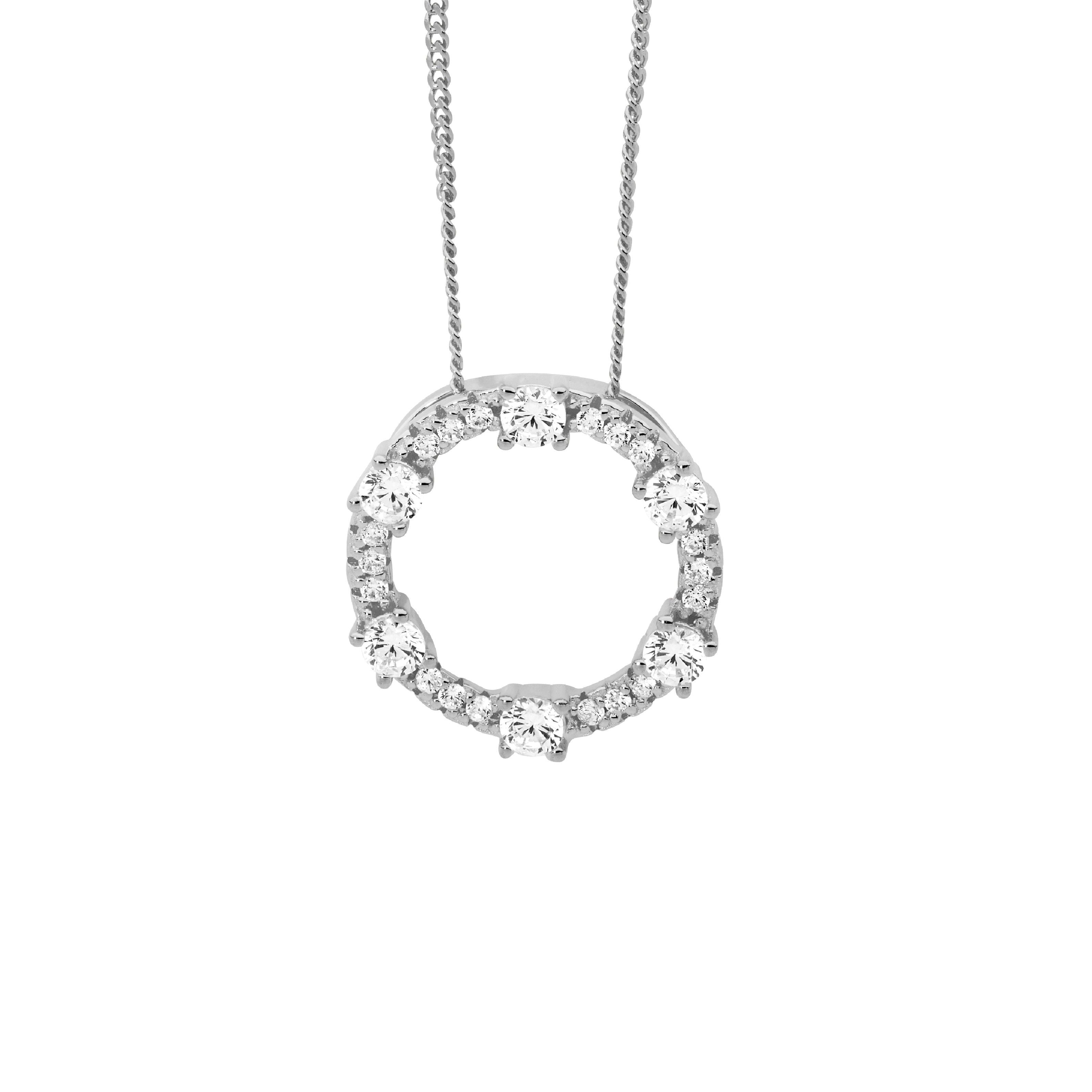 Ellani Silver Circle Necklet with CZ