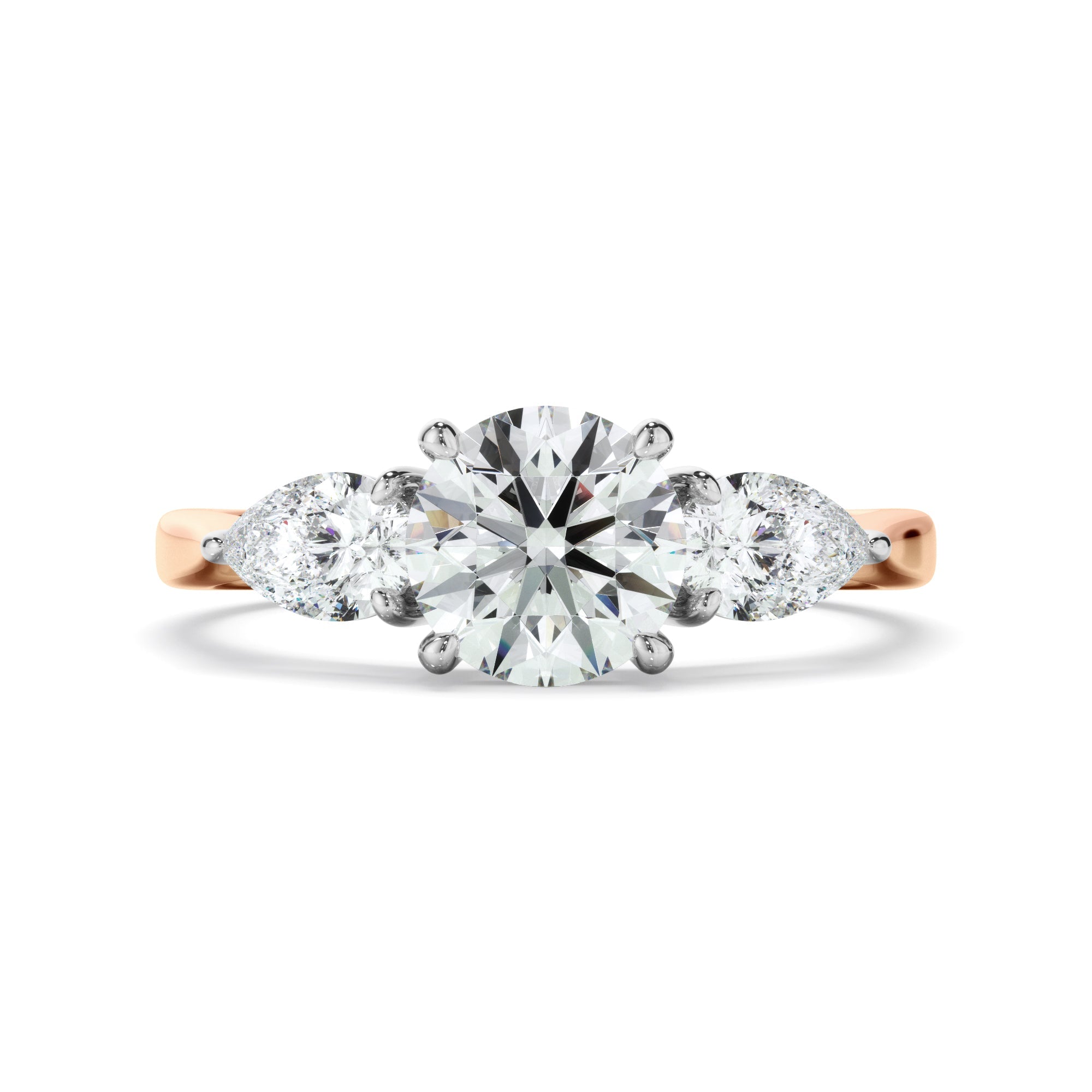 Round Brilliant Cut Diamond Trilogy Engagement Ring