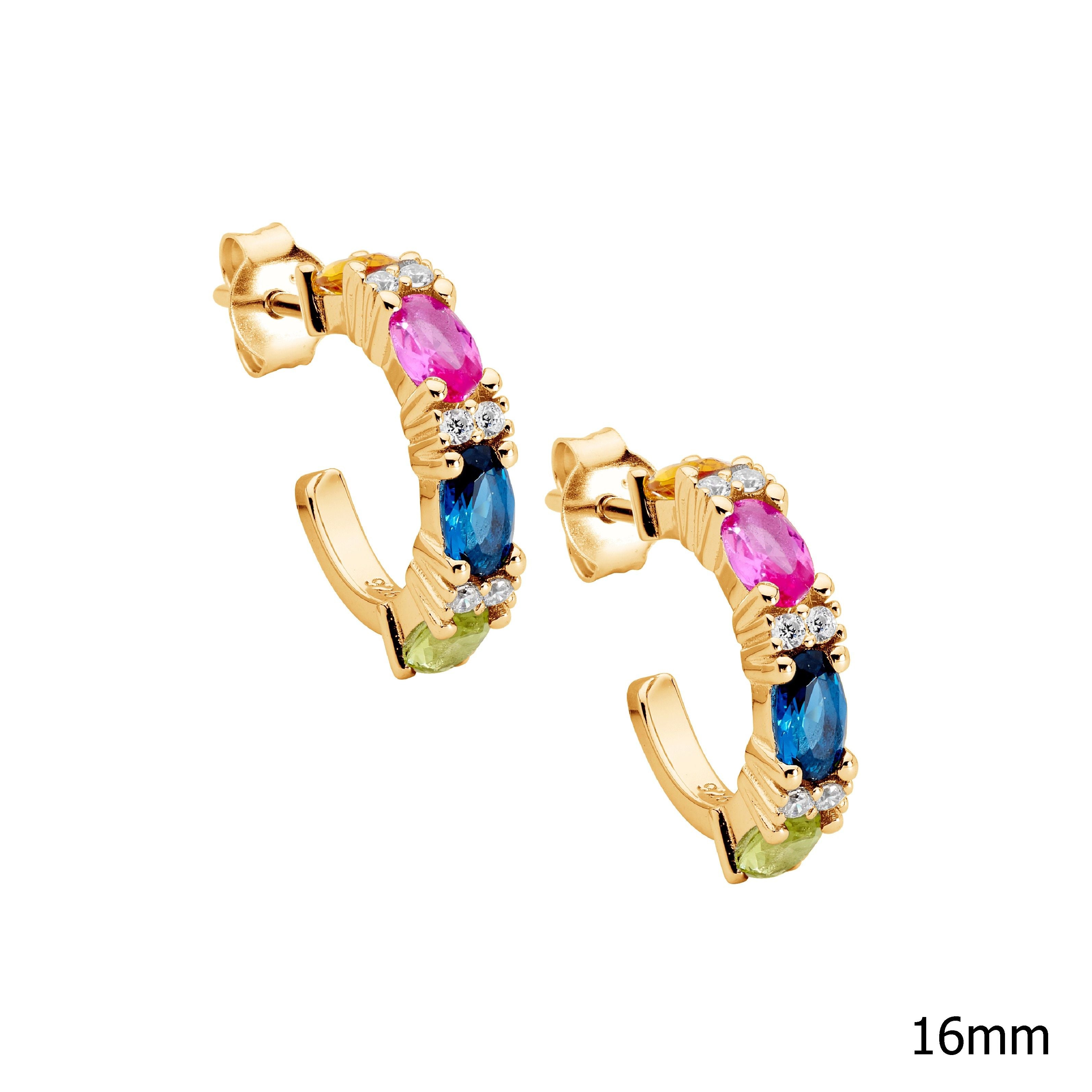 ELLANI Multi-Coloured CZ Earrings in Gold Plating