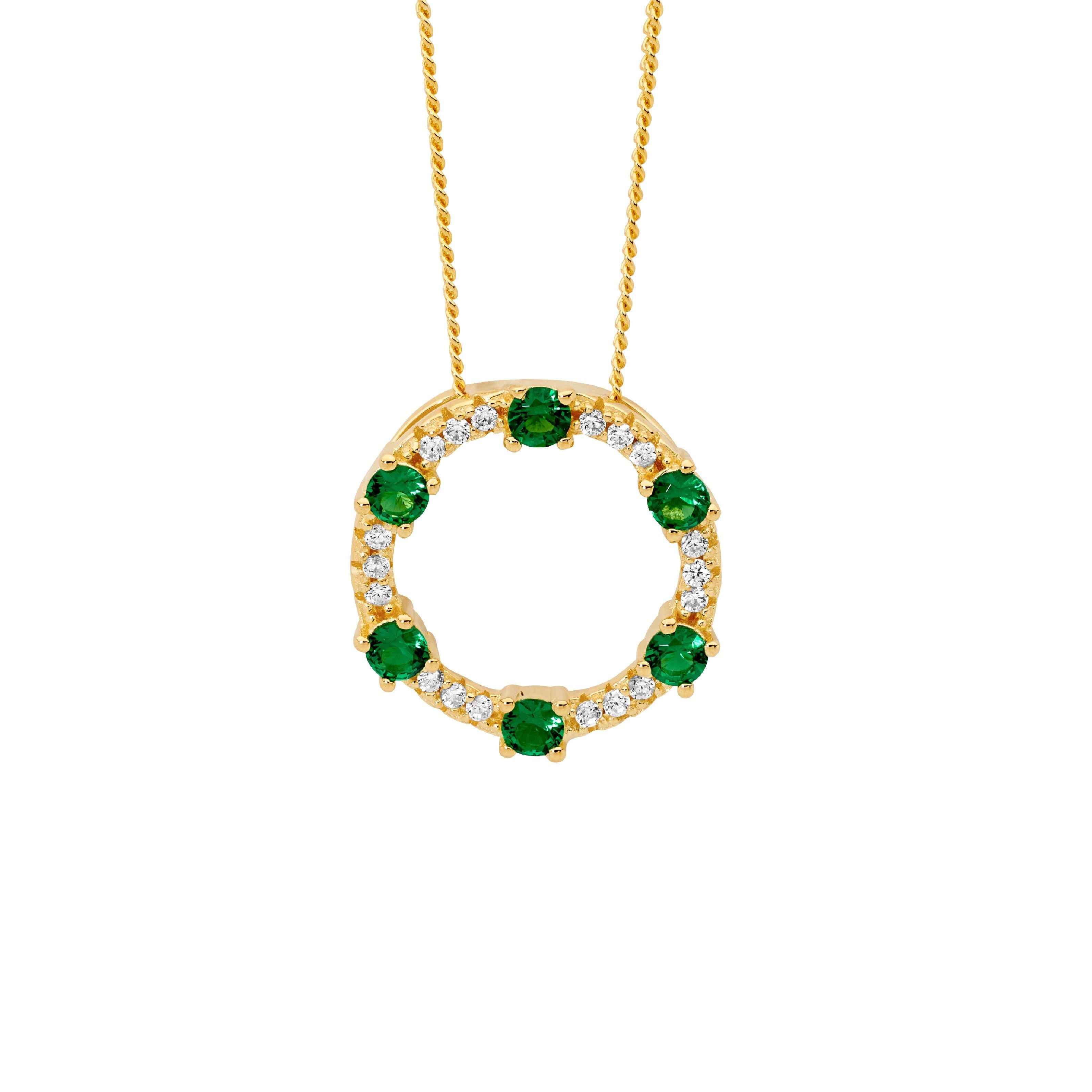 Ellani Silver Circle Necklet with CZ in Gold Plating