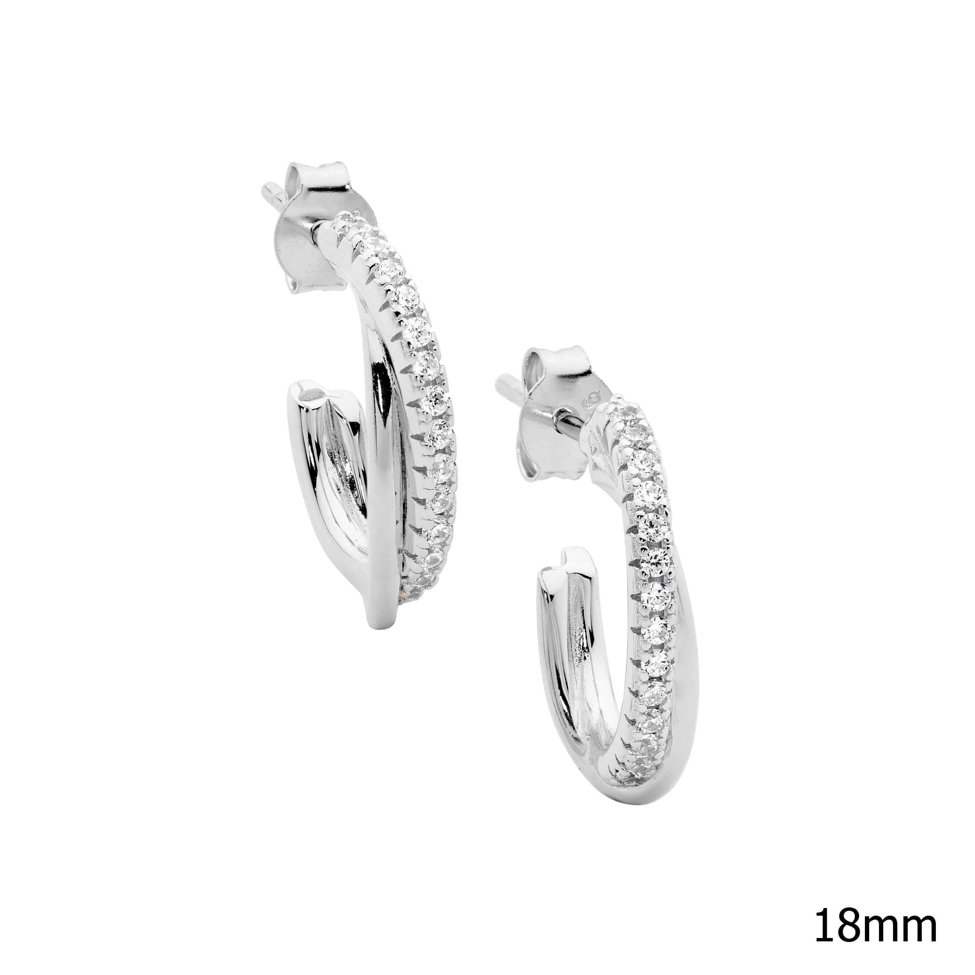 Ellani Silver CZ Earrings
