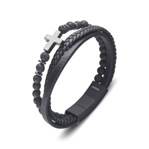 Plaited Leather Bracelet with Three Strands