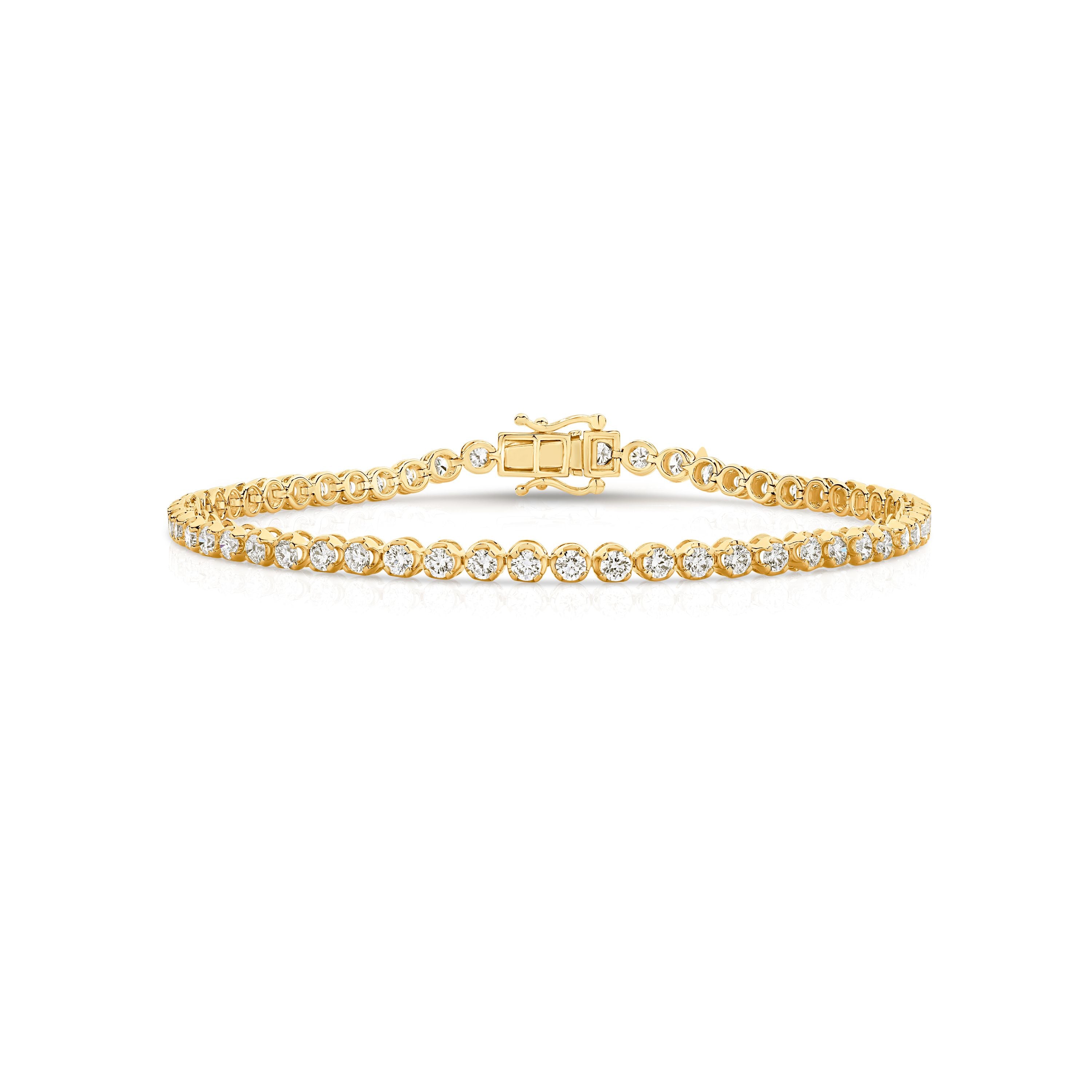 9ct yellow gold 3.00ct lab diamond tennis bracelet