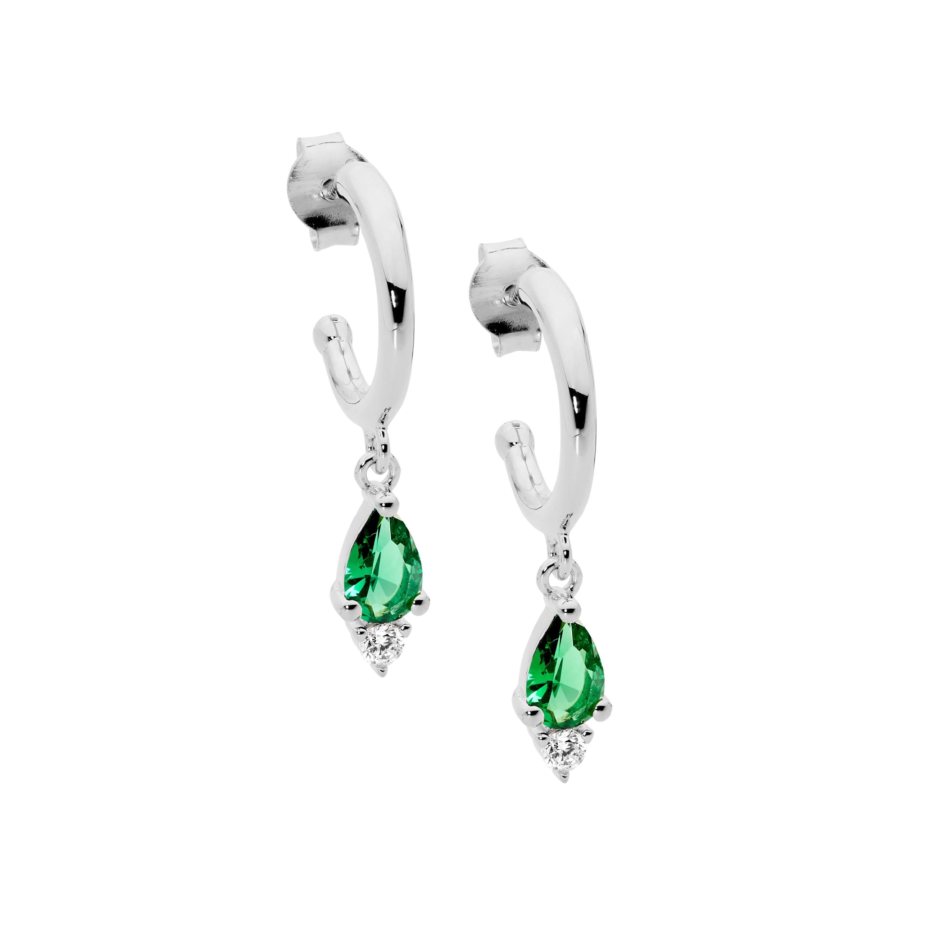 Ellani Silver CZ Dangle Earrings
