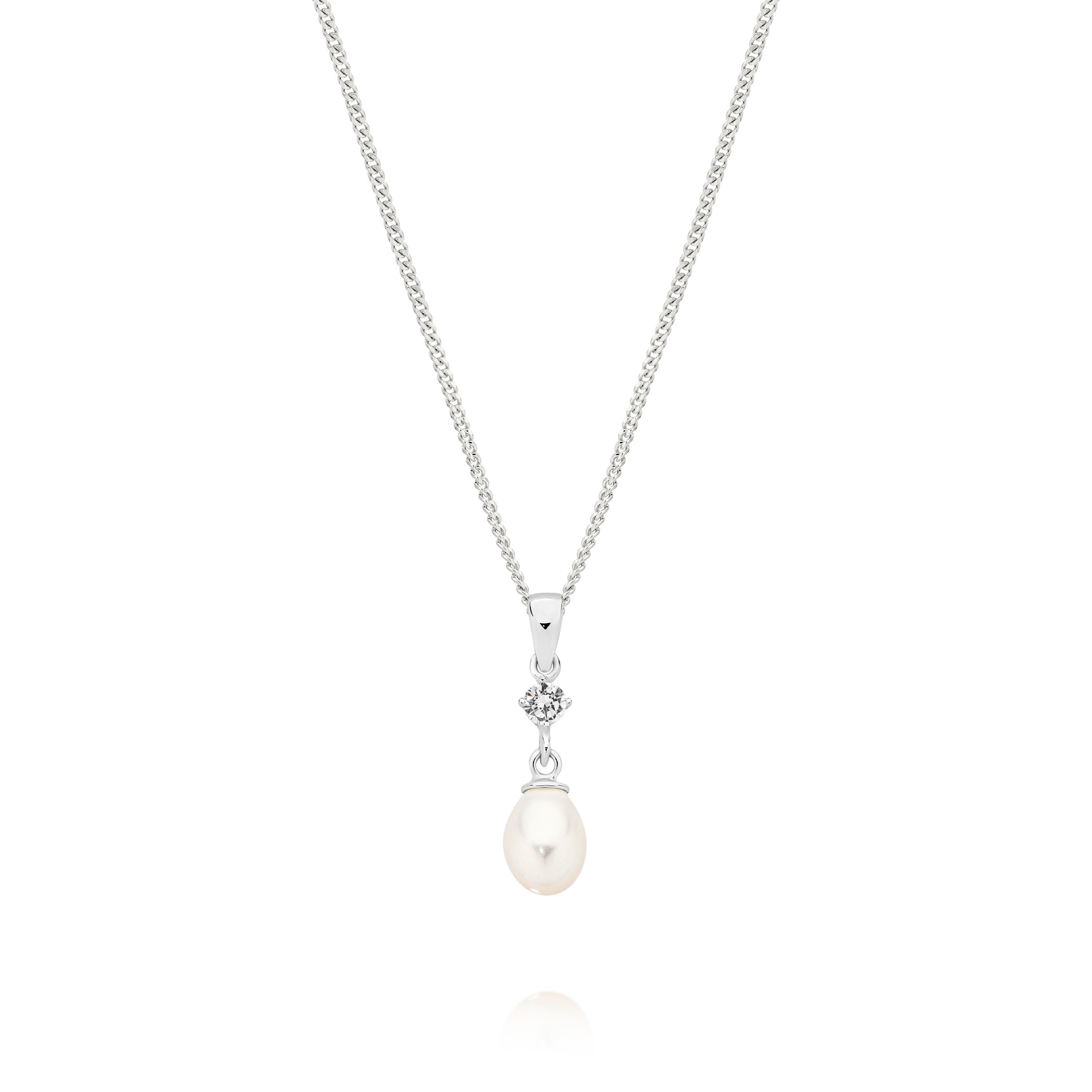 Silver Freshwater Pearl & CZ Pendant