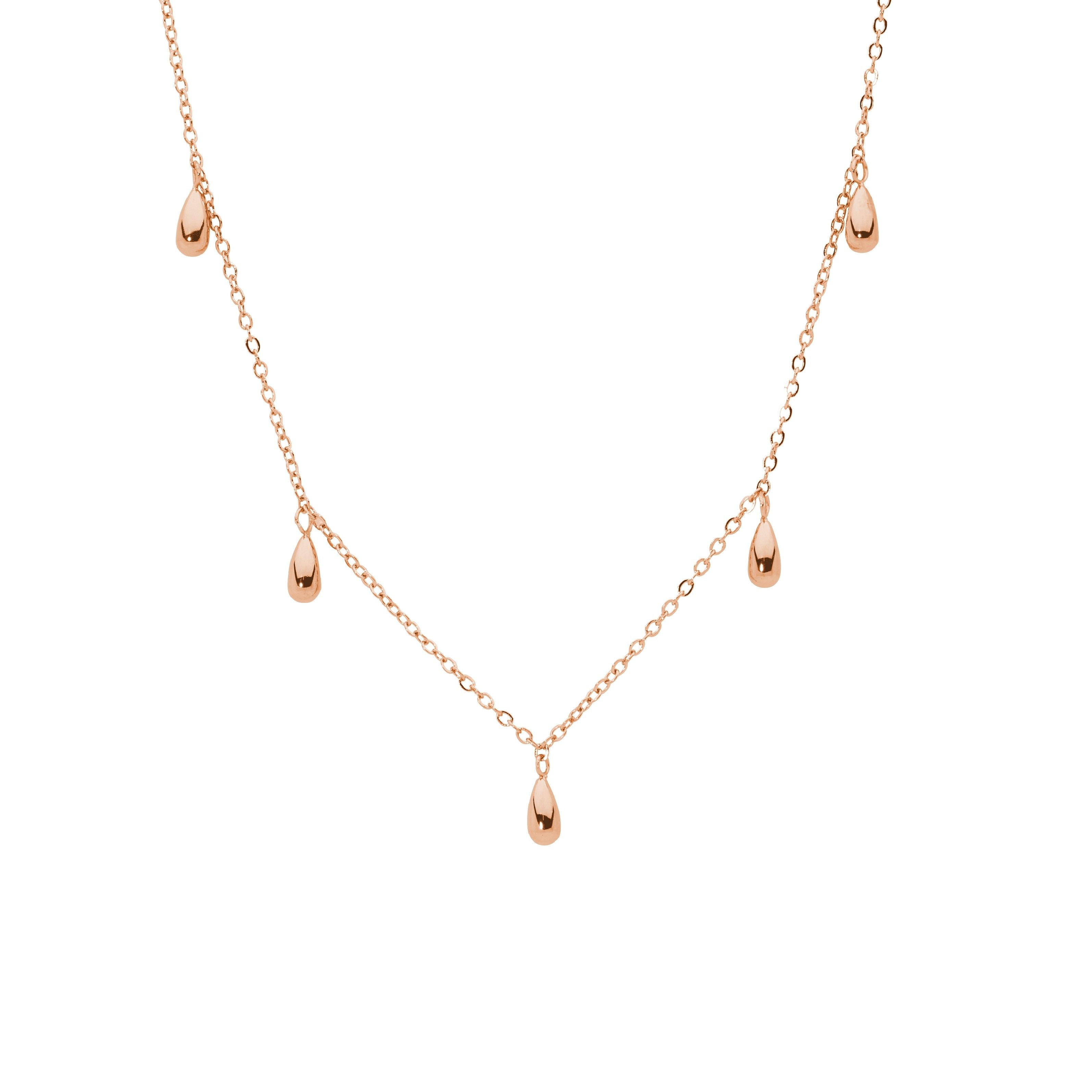 ELLANI Stainless Steel Necklet with Drops in Rose Gold Plating