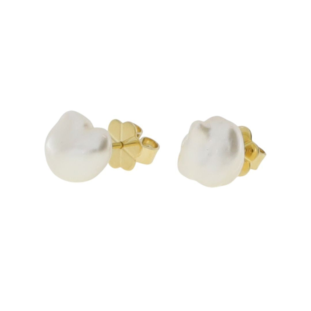 AUTORE 18ct Gold Keshi Pearl Studs 8mm