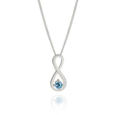 Silver MAR birthstone infinity CZ pendant