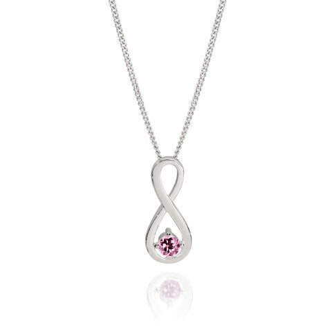 Silver OCT birthstone infinity CZ pendant