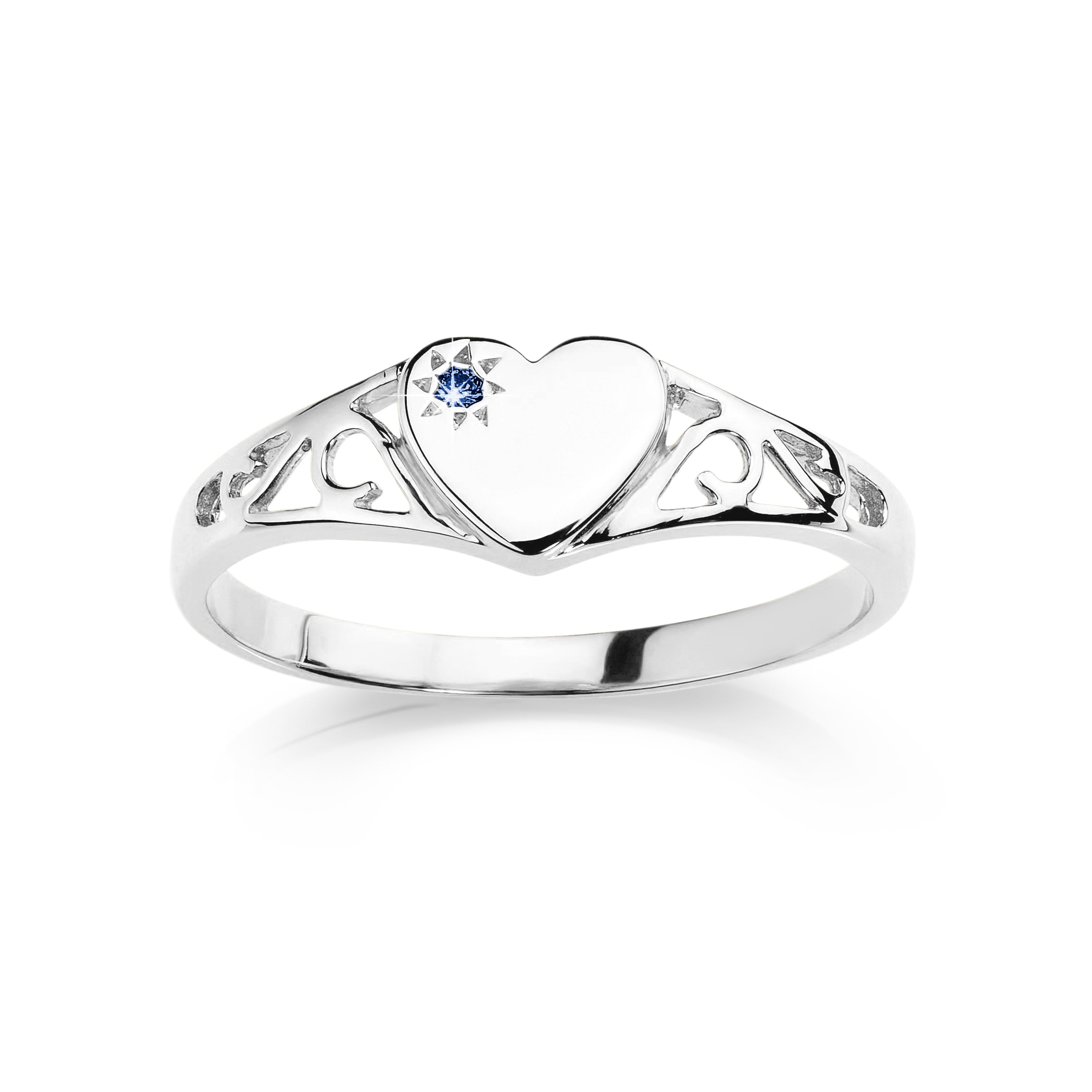 Silver sapphire signet ring