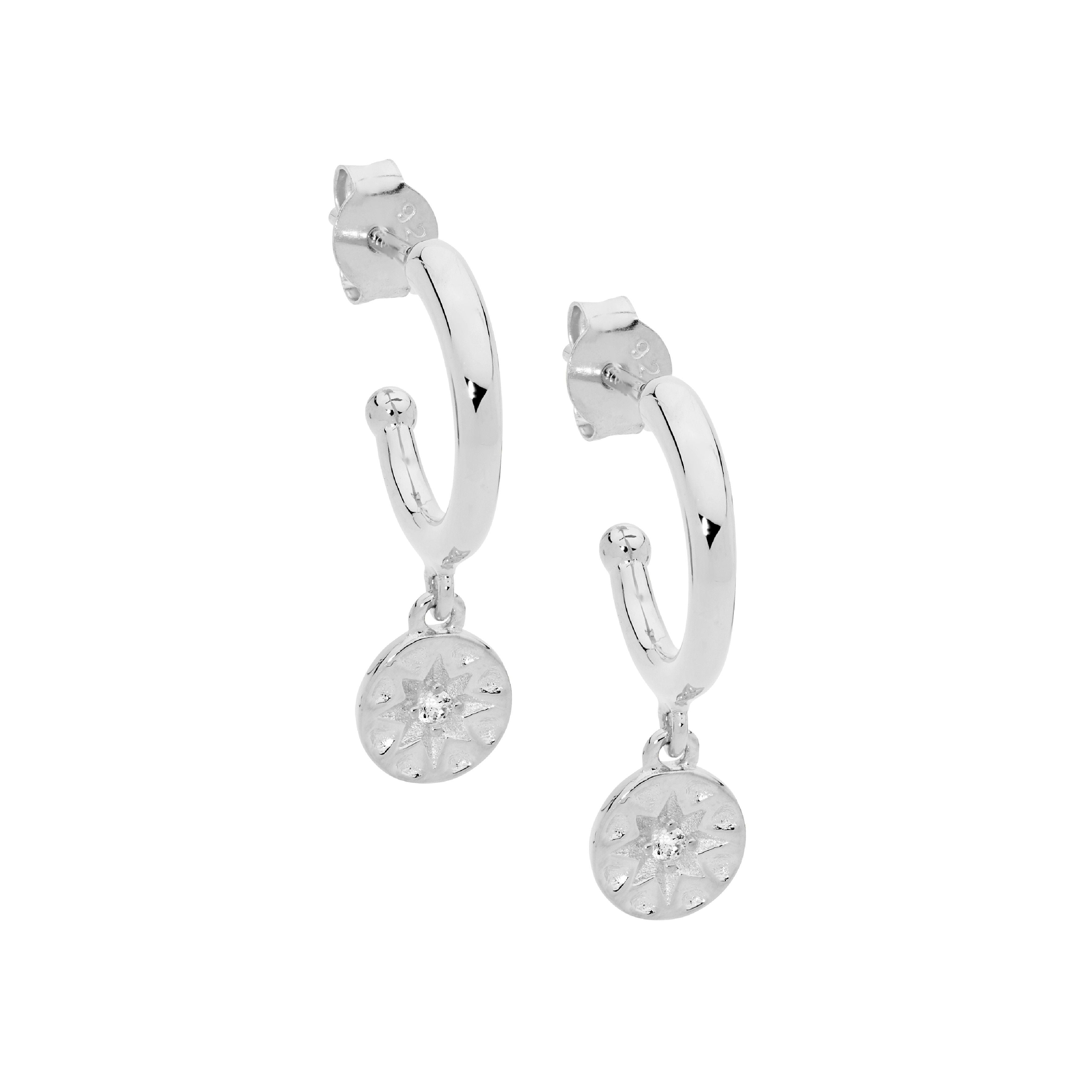 ELLANI Silver Disc Drop Studs