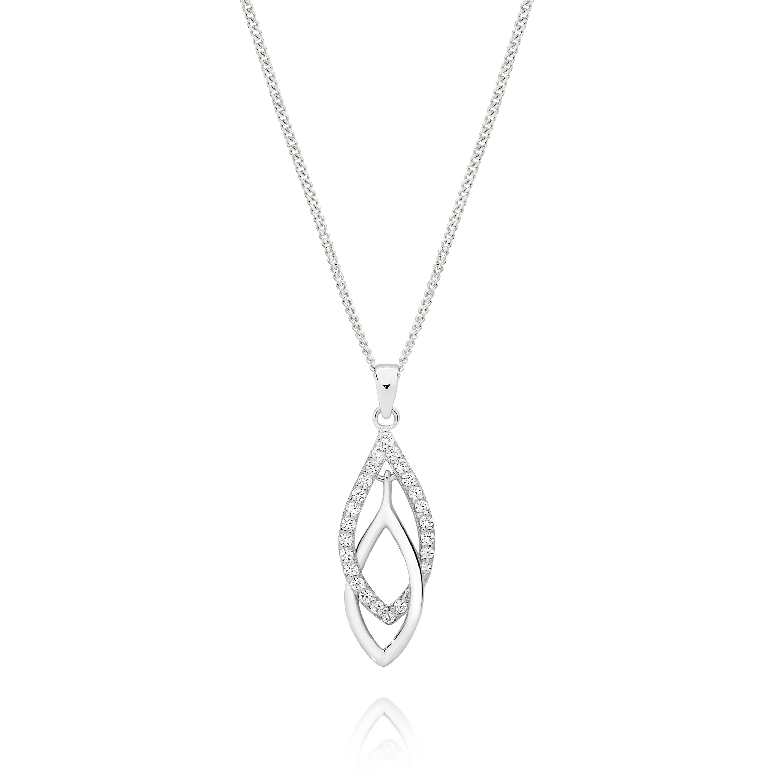 Silver Double Drop CZ Pendant