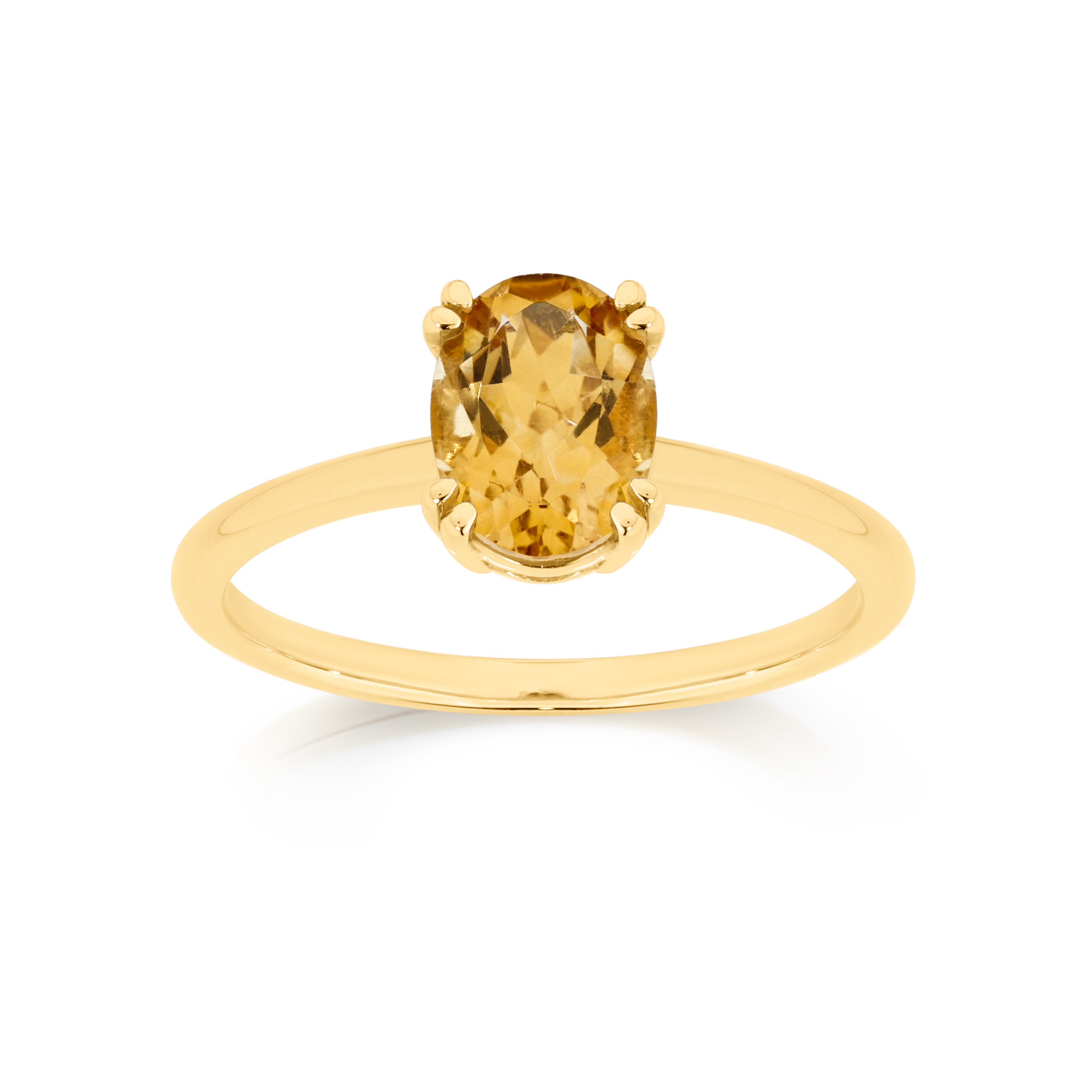 9ct 8x6mm oval citrine solitaire