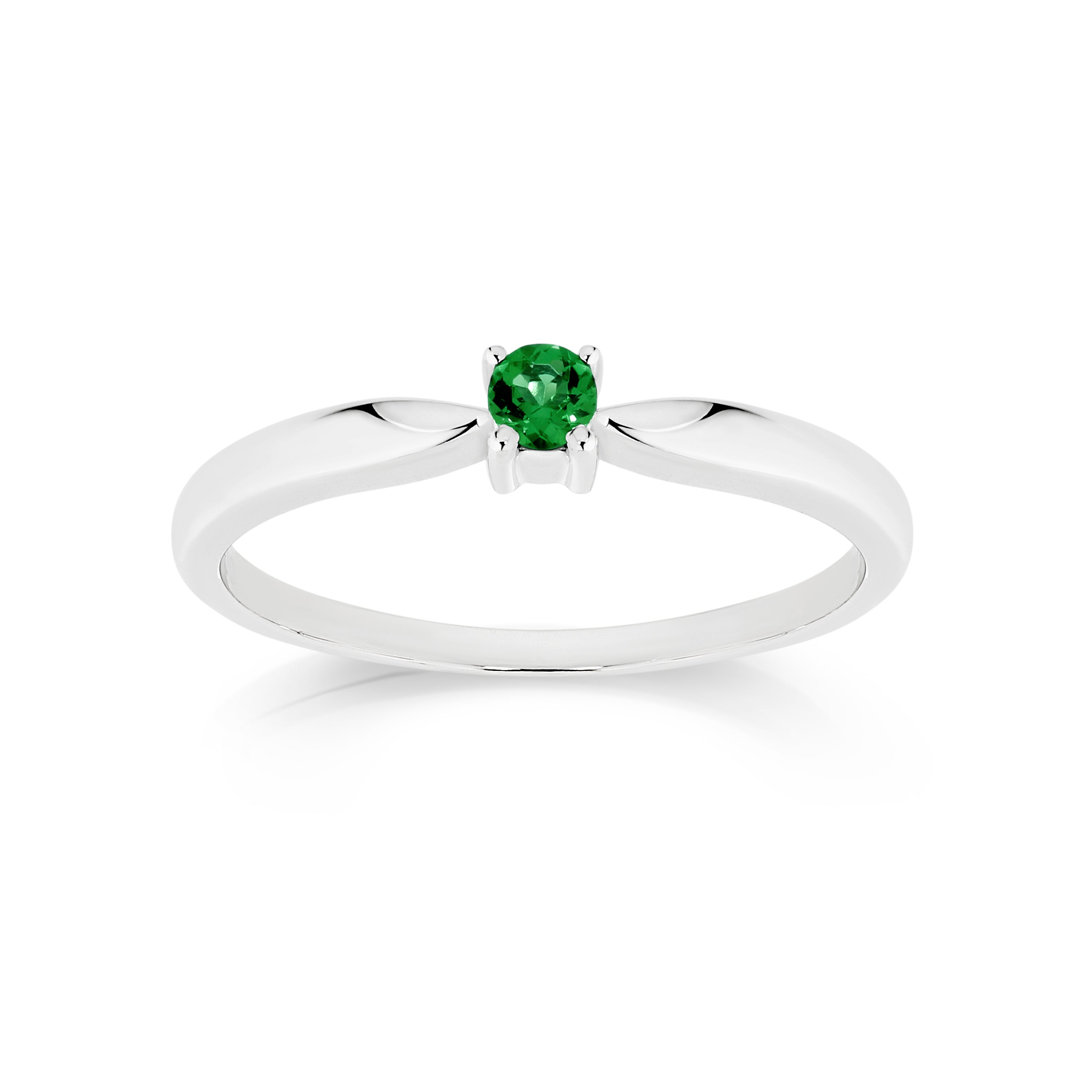9ct white gold claw set cr emerald ring