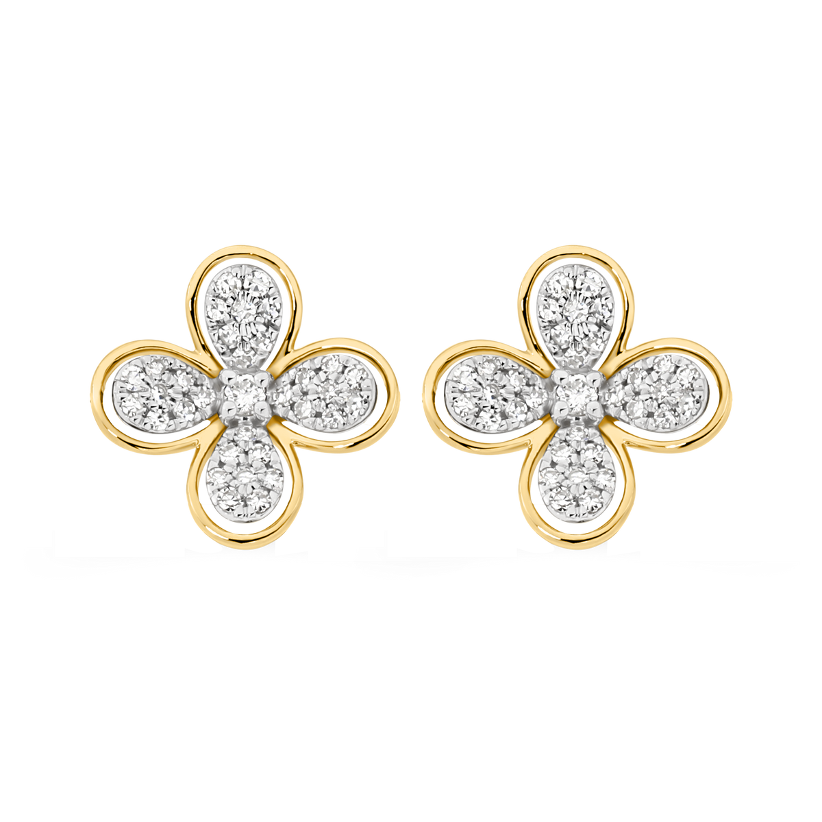 9ct Diamond Flower Studs