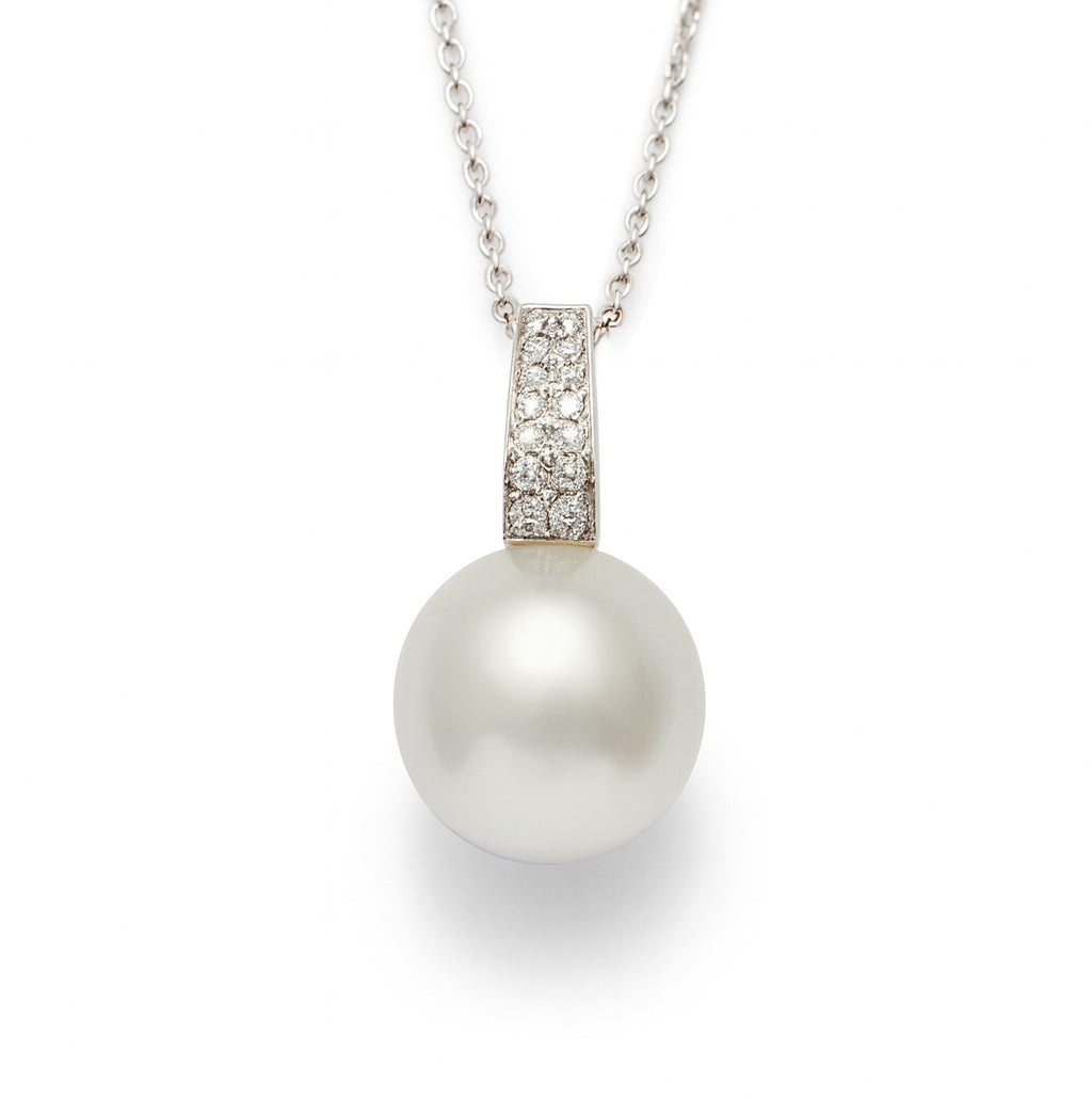 AUTORE 18ct White Gold South Sea Pearl and Diamond Pendant