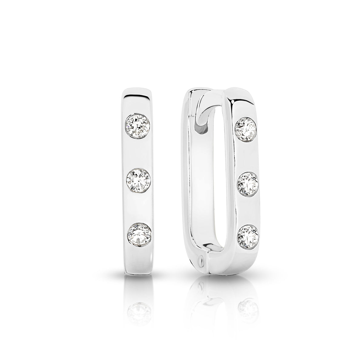 Silver Huggies with Cubic Zirconia
