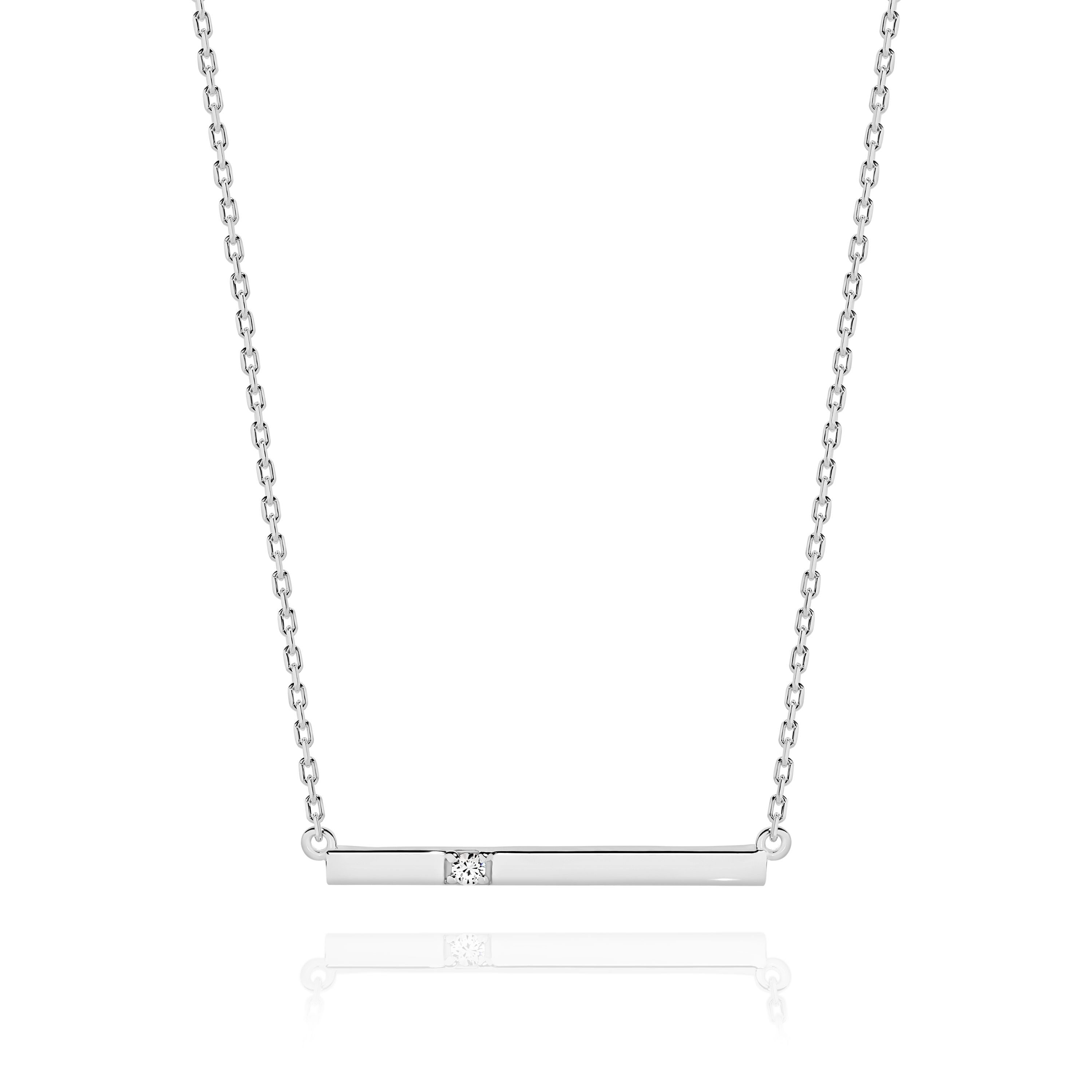 Silver Bar Necklet with Cubic Zirconia