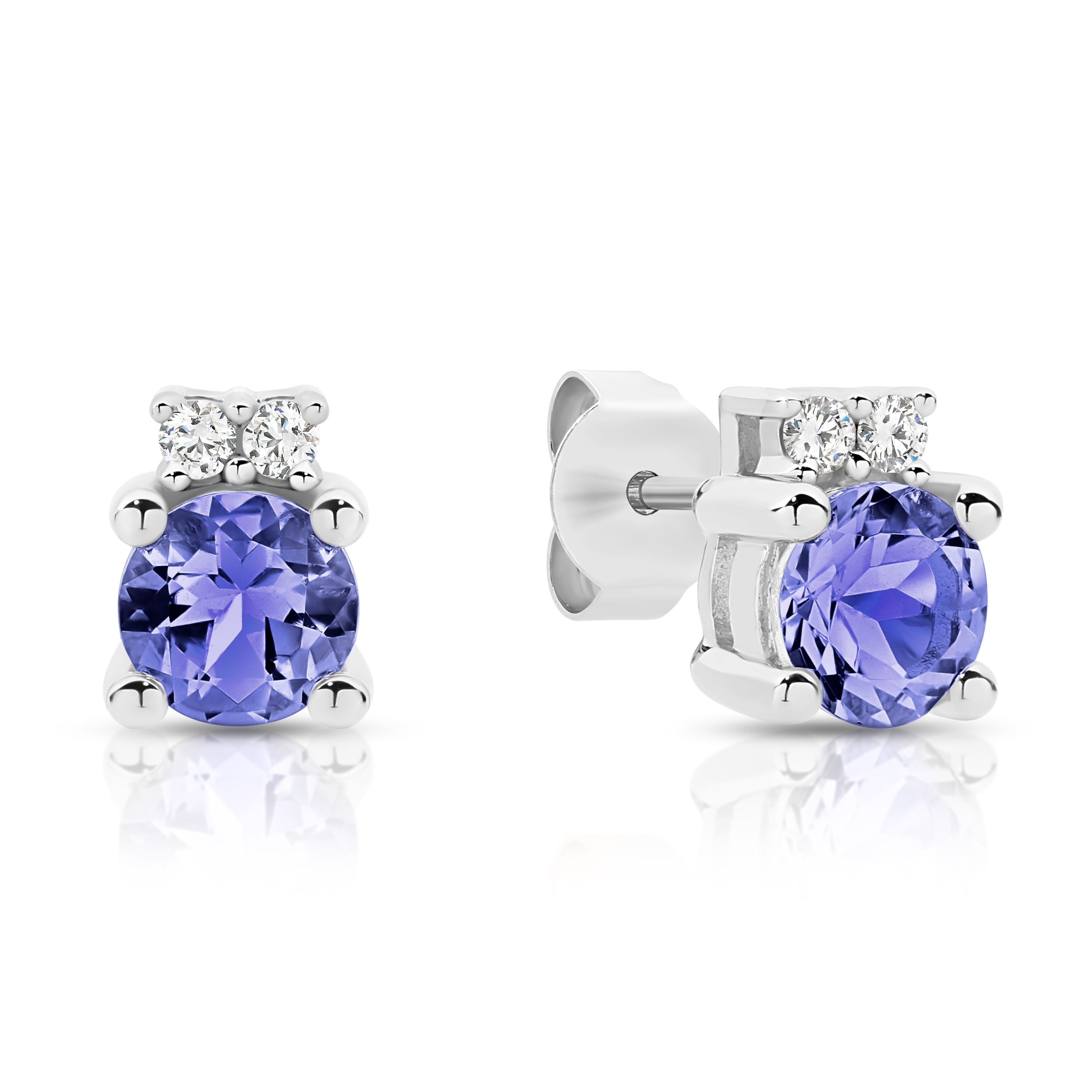 9ct White Gold Tanzanite and Diamond Earrings