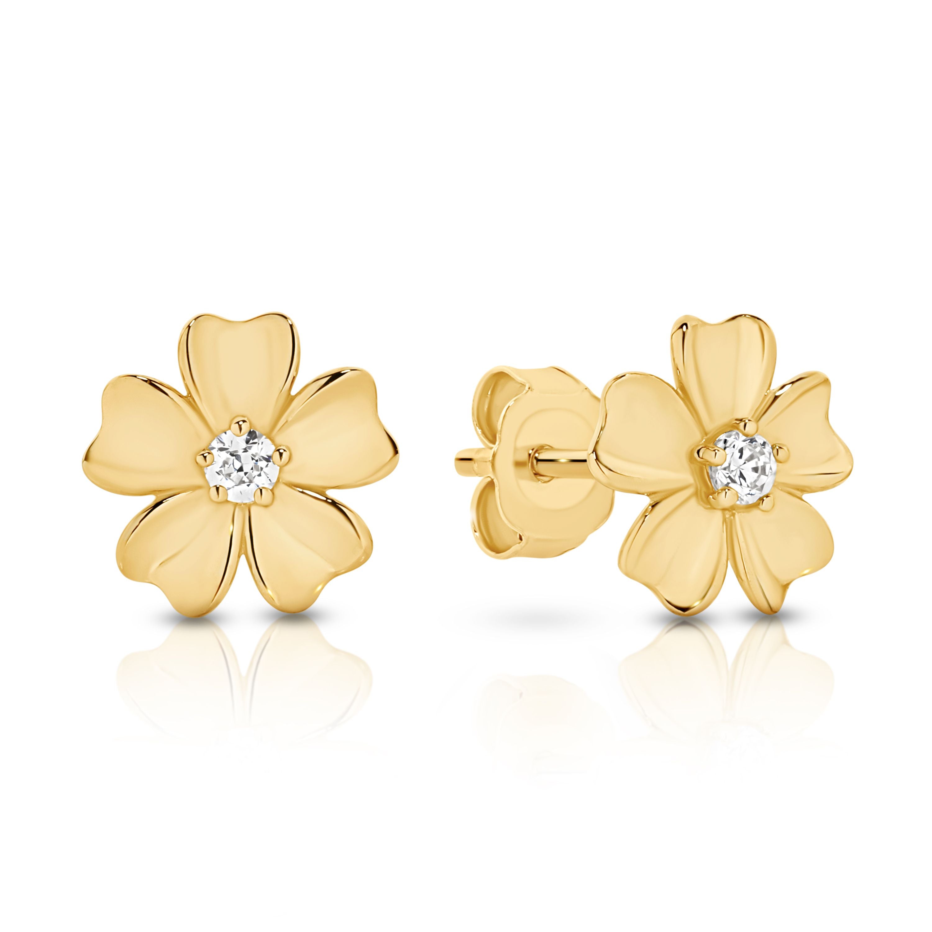 9ct Flower Studs with Cubic Zirconia