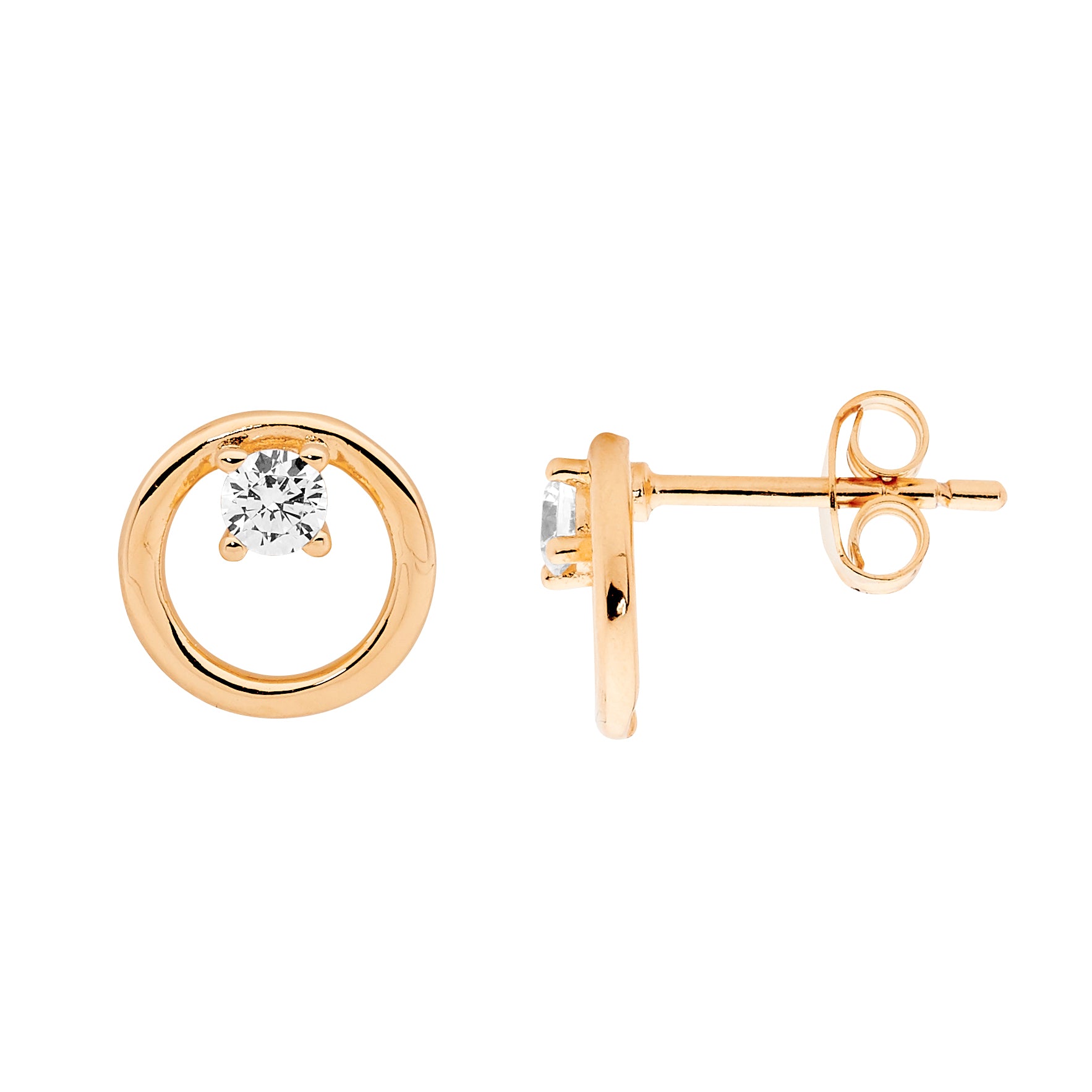 ELLANI Silver Plated Open Circle Earrings with CZ