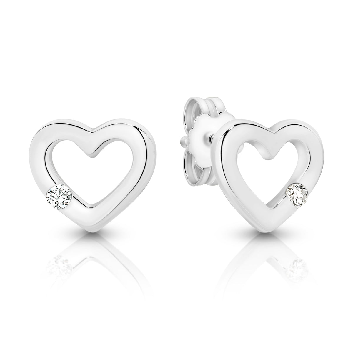 Silver Open Heart Studs
