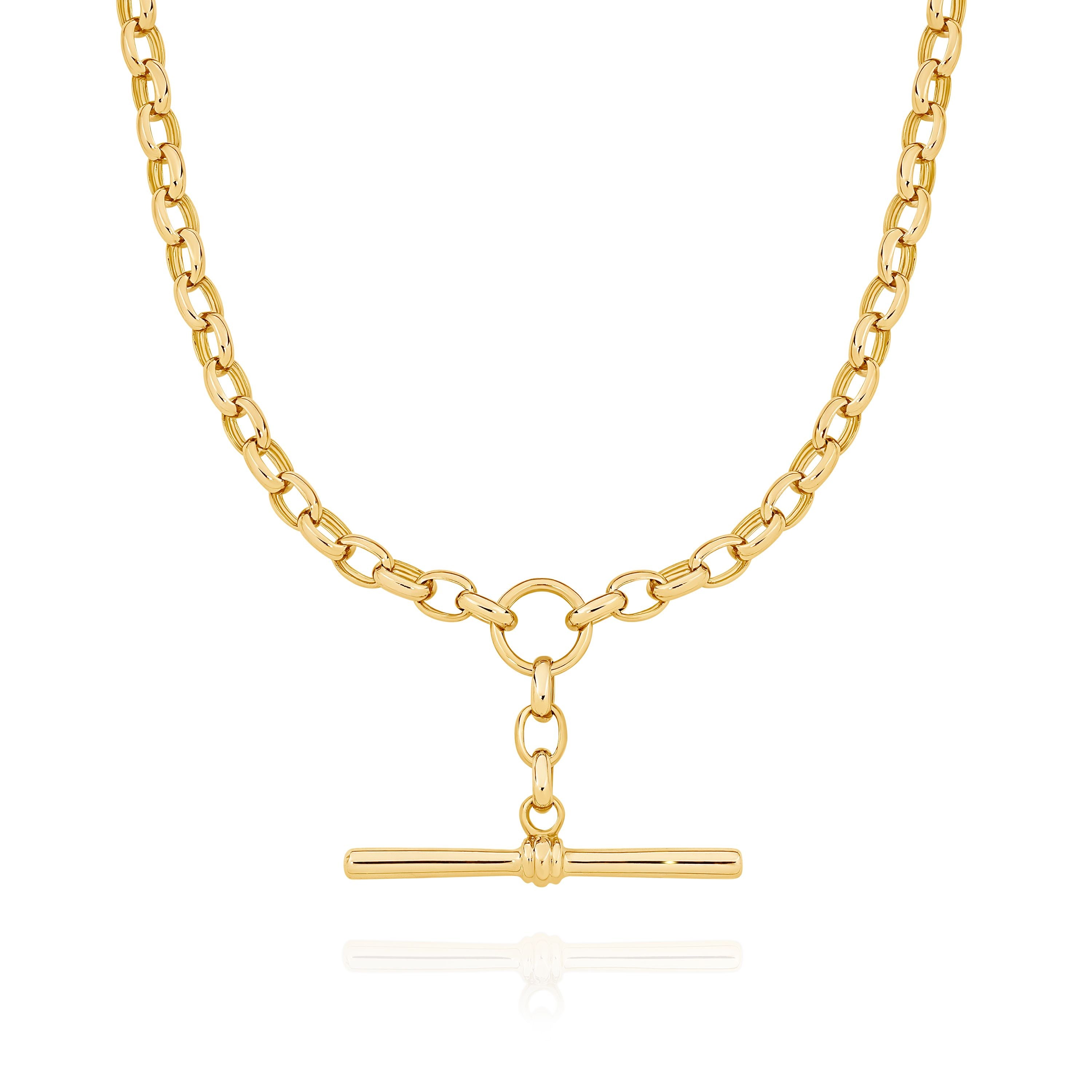 9ct Solid Belcher T-Bar Fob Necklet