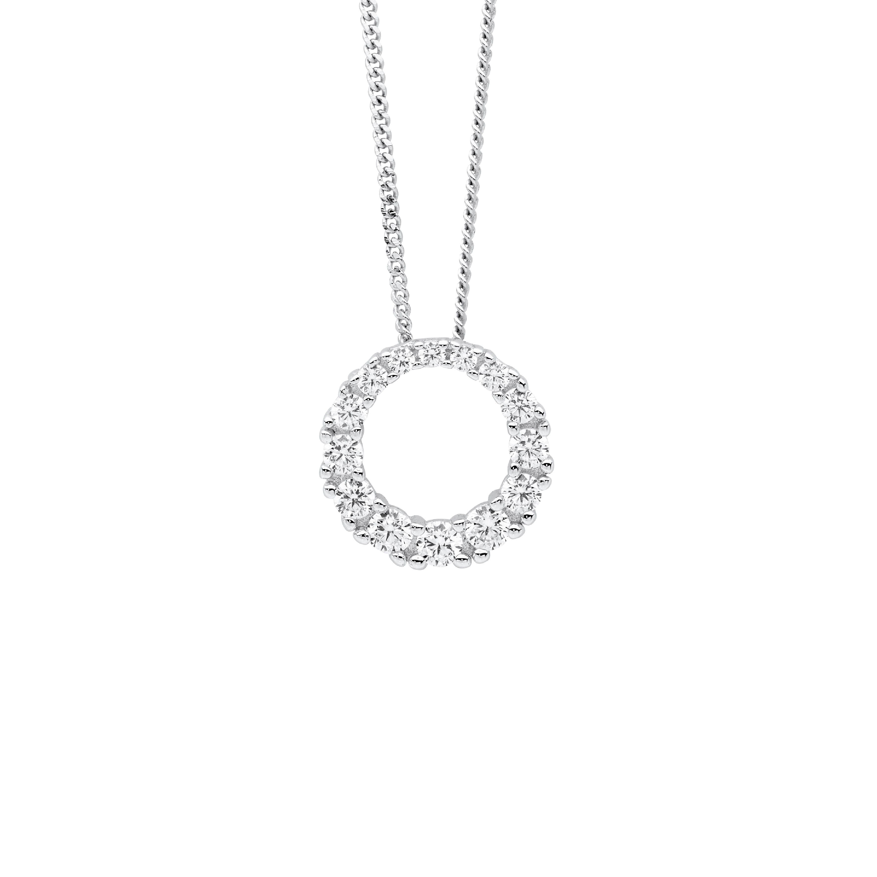 ELLANI Silver CZ Circle Necklet