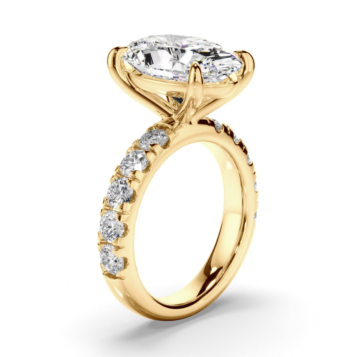 Oval Cut Diamond Engagement Ring with Diamond Sides