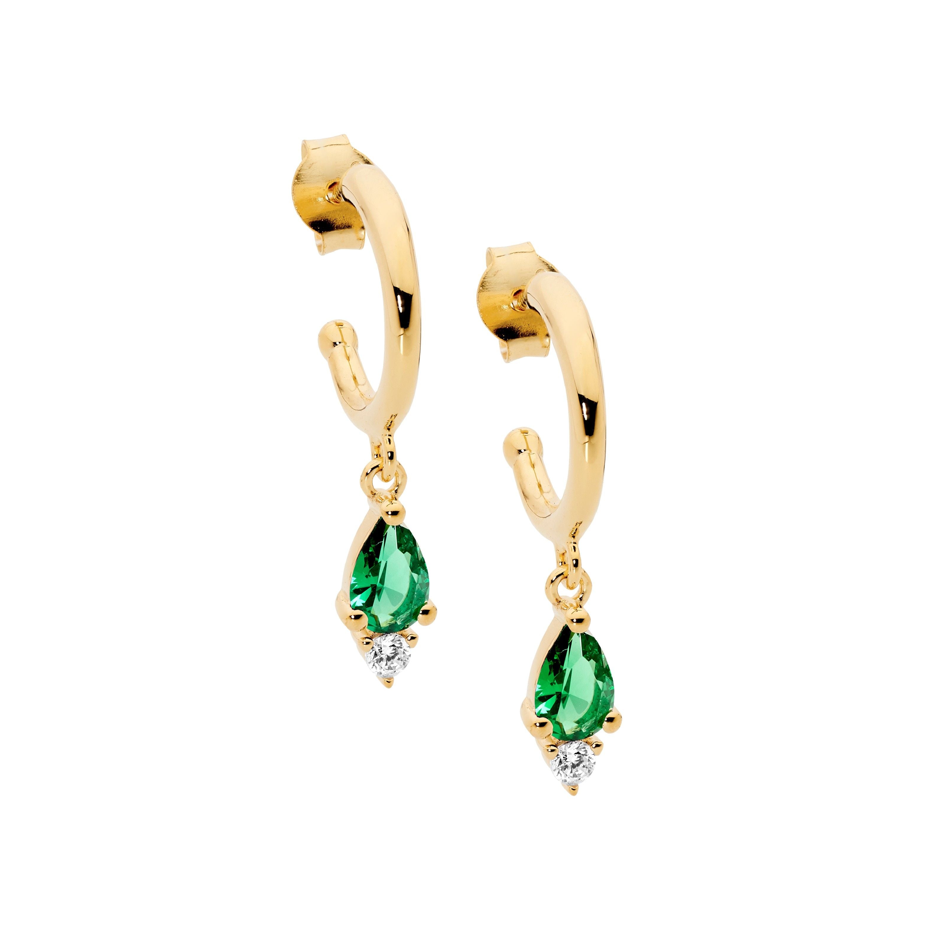 Ellani CZ Dangle Earrings in Gold Plating