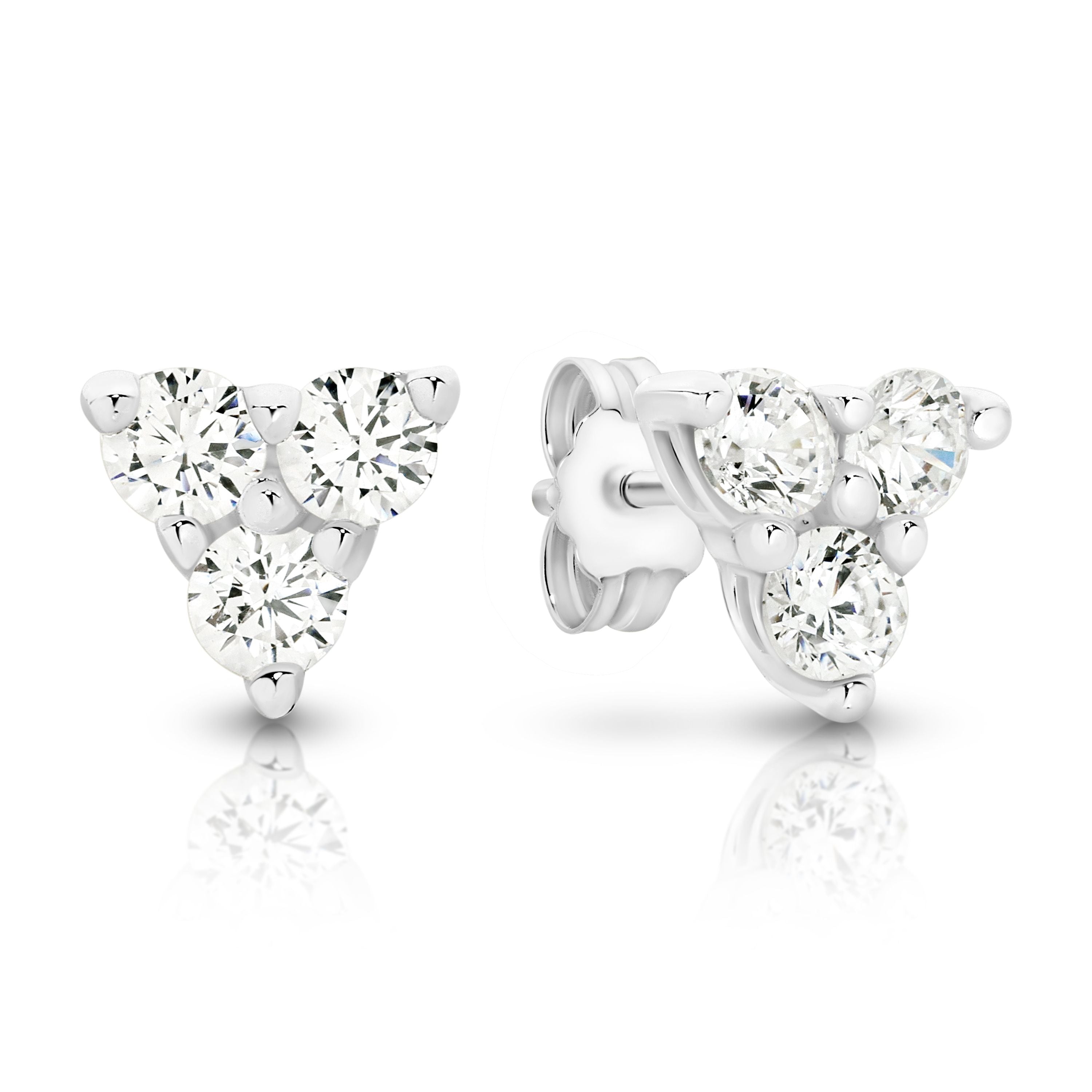 Silver Tri stone Studs
