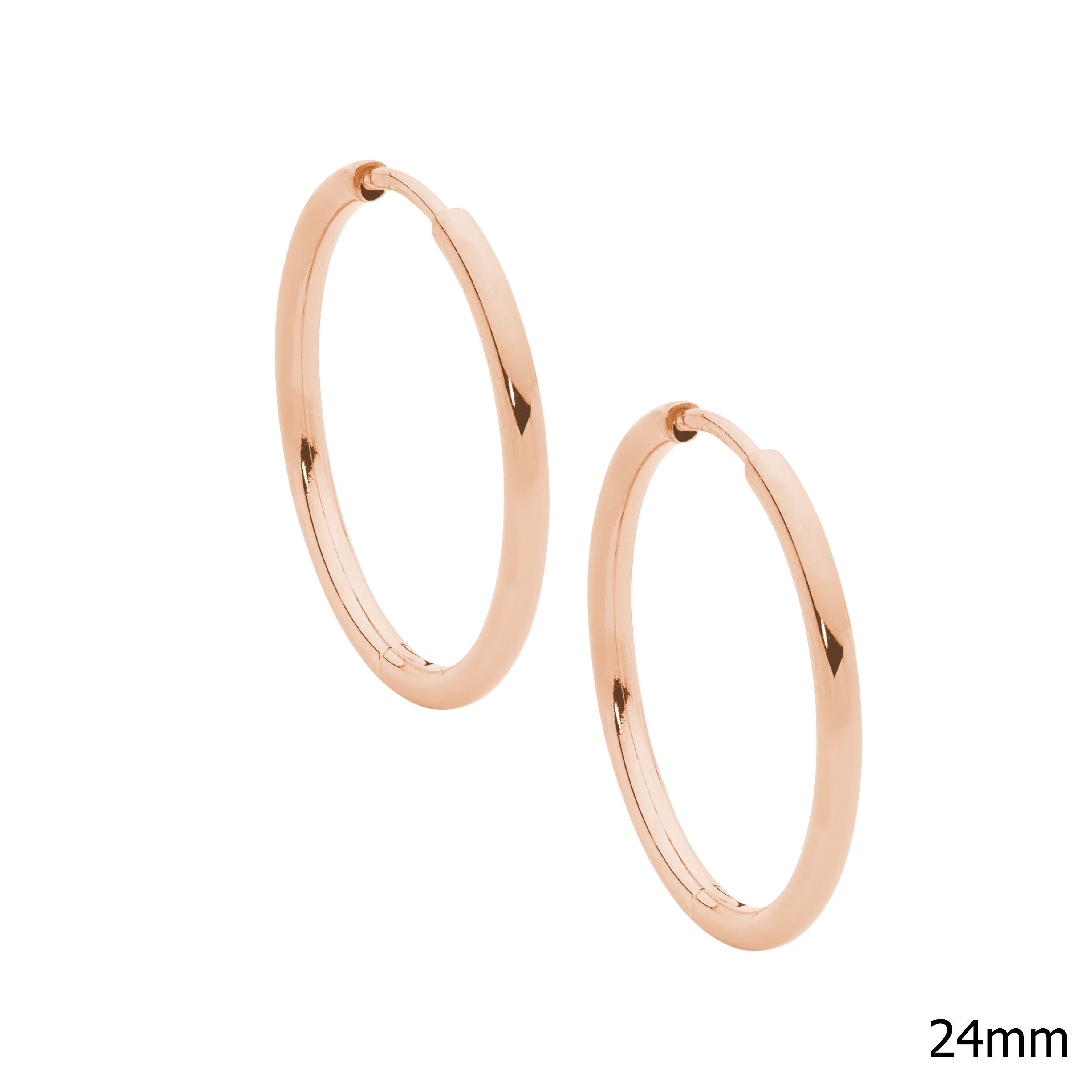 ELLANI Stainless Steel 24mm Earrings in Rose Gold Plating