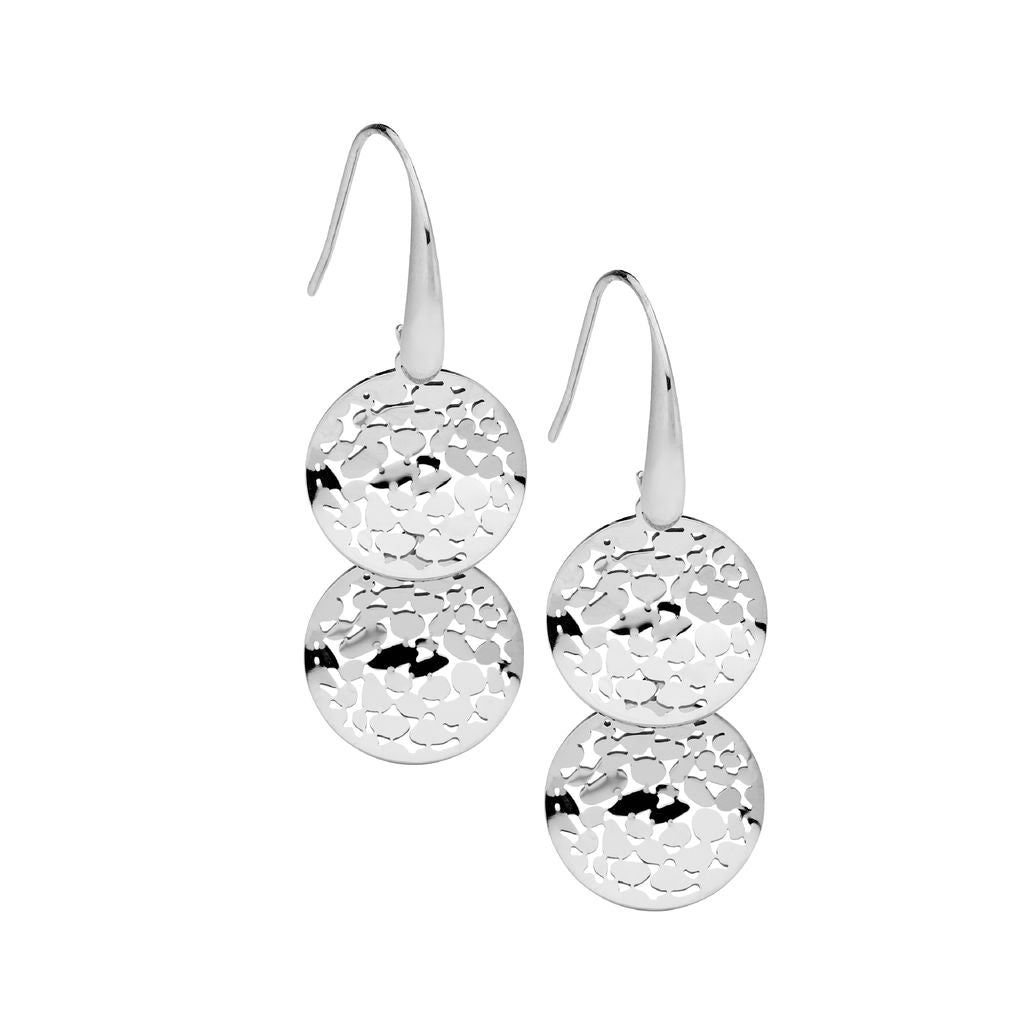 ELLANI Stainless Steel Wave Disk Earrings