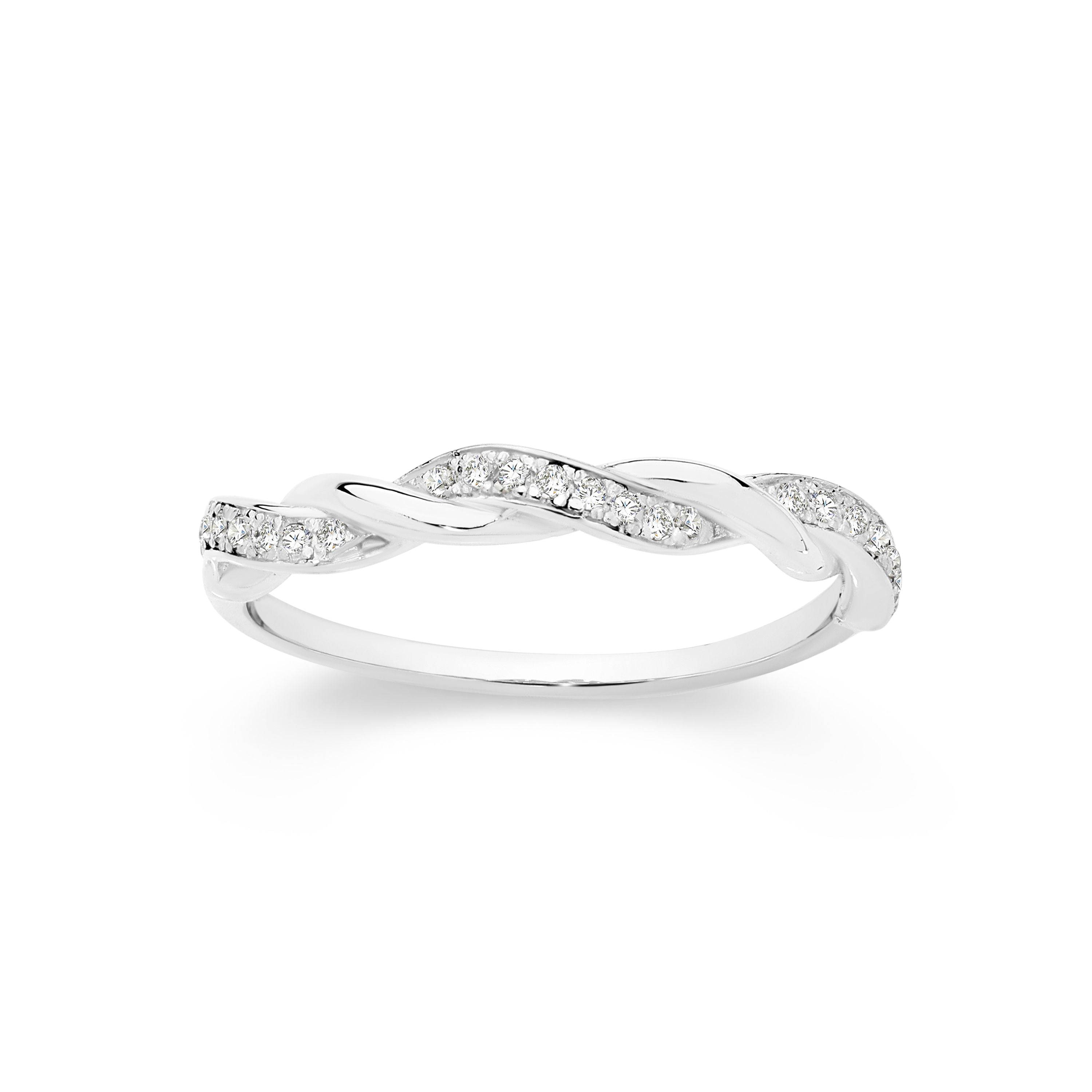 Silver Rope Twist CZ Ring
