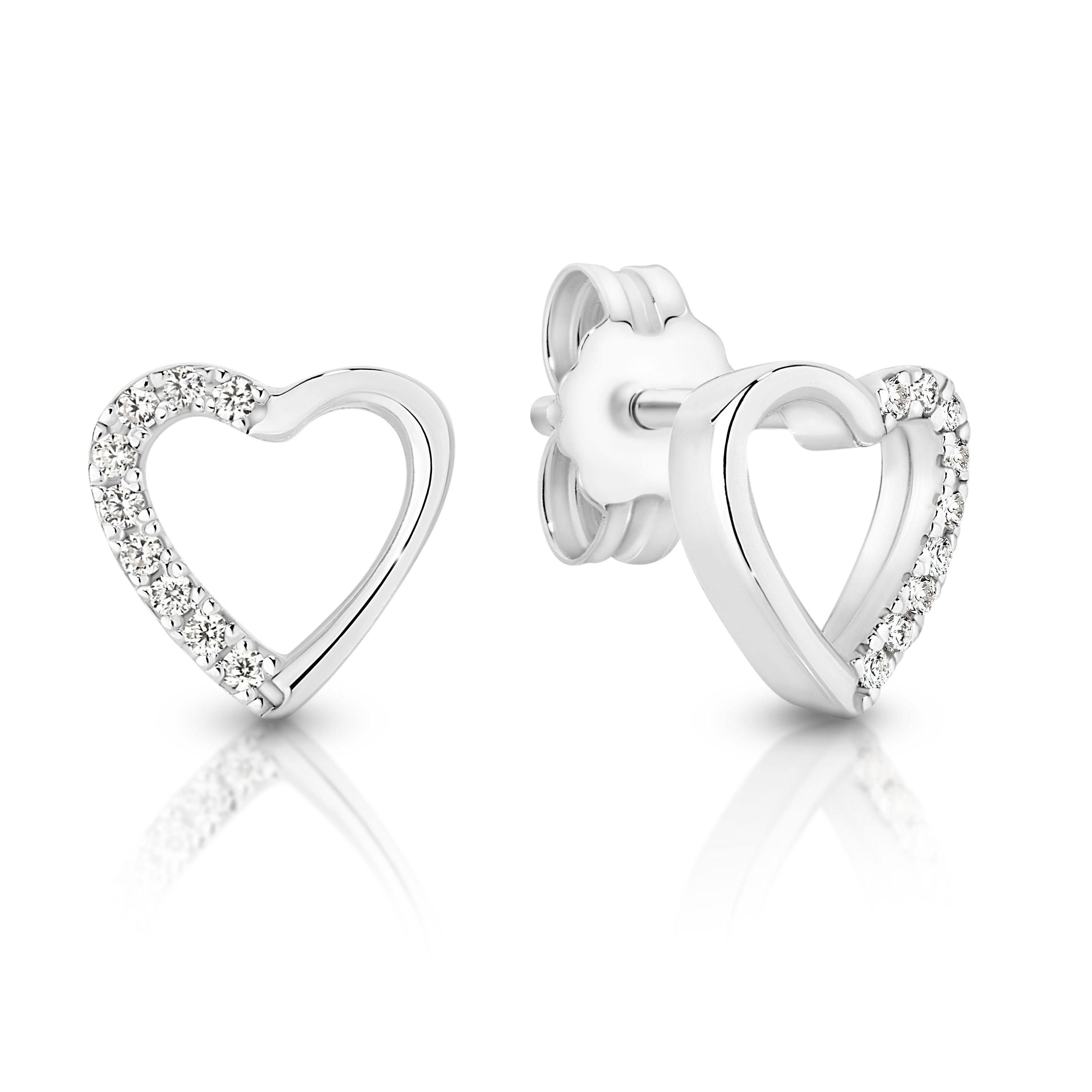 Silver Open Heart Cubic Zirconia Studs